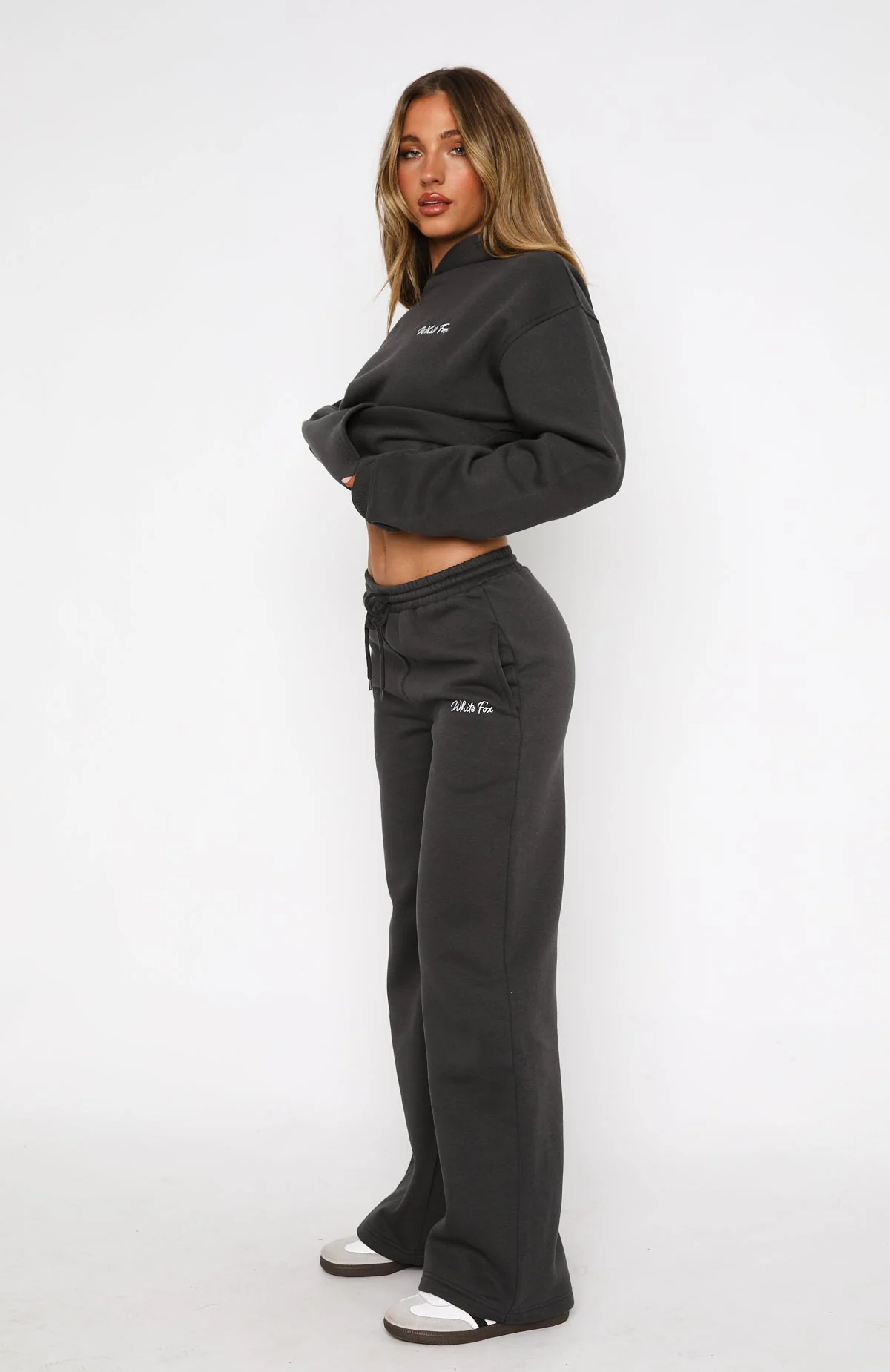 Match Your Words Wide Leg Sweatpants Charcoal
