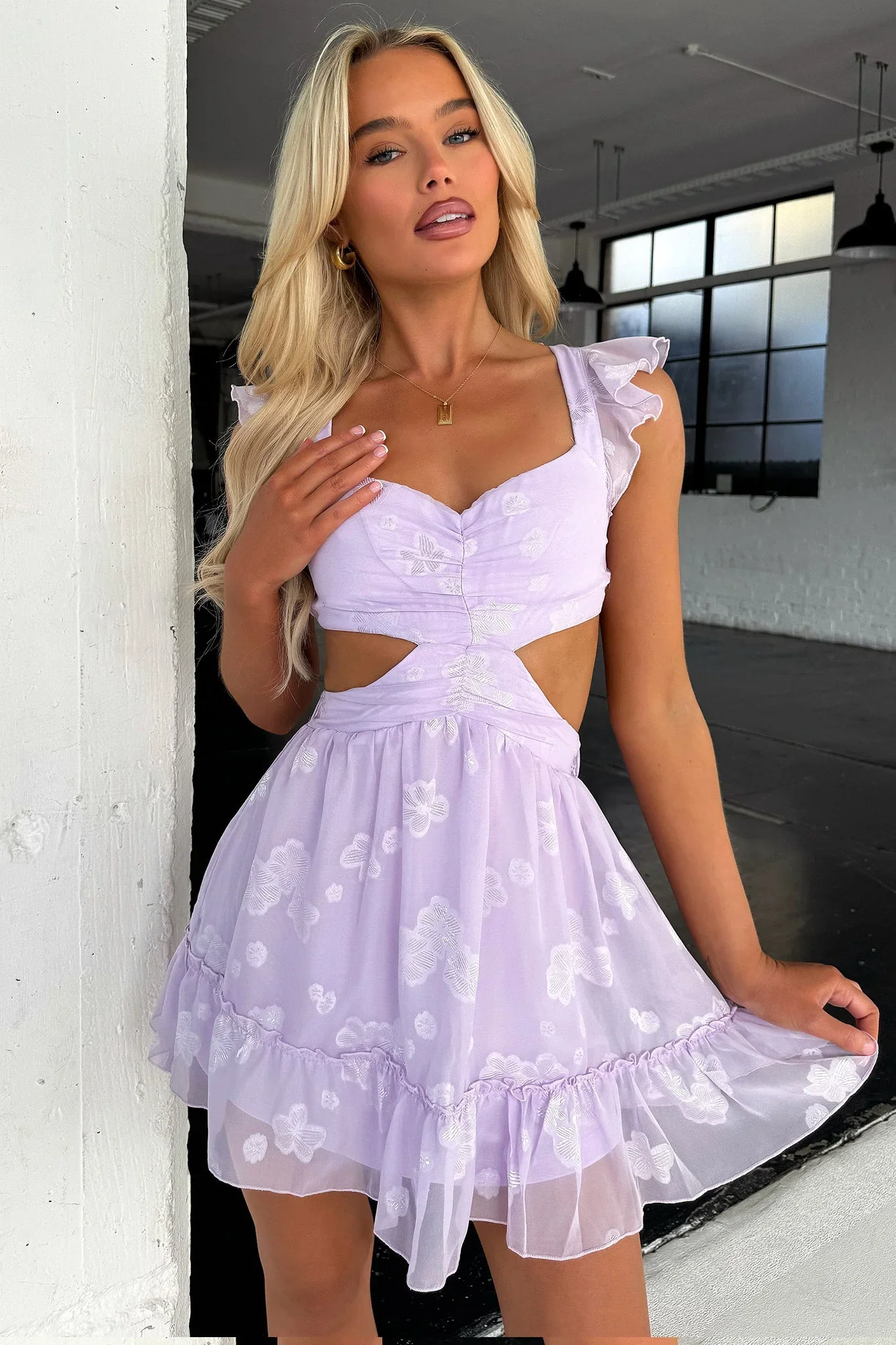 Deborah Cut Out Mini Dress - Lilac