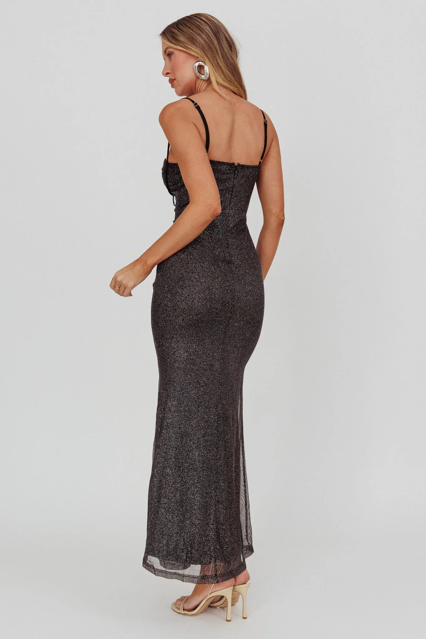 Fortune Bust Tie Maxi Dress Sparkle Black