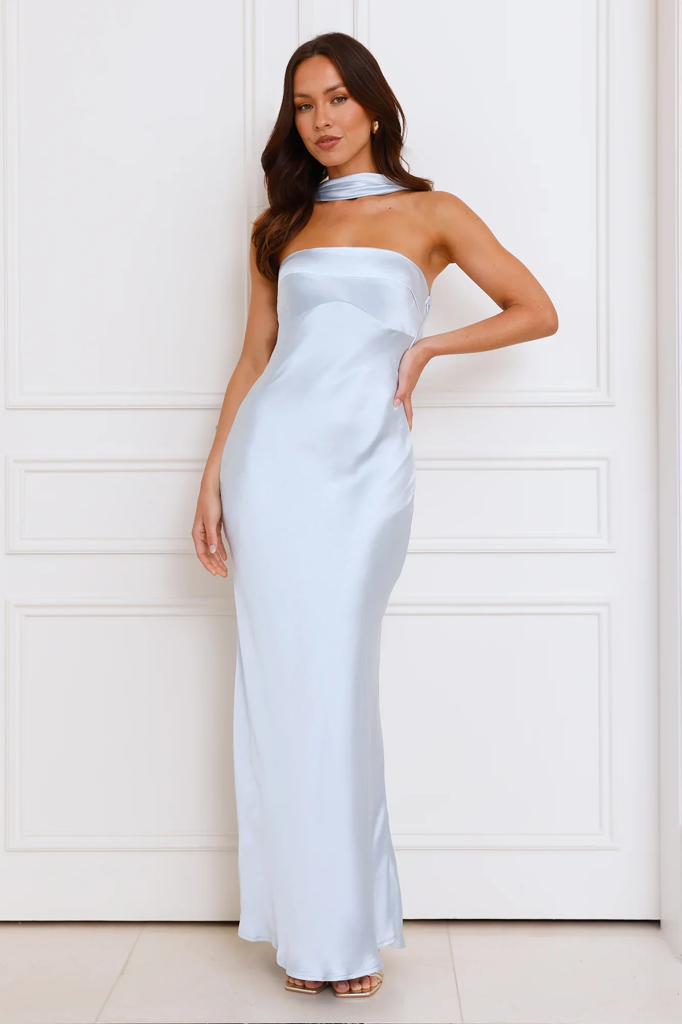 Precious Pearl Satin Maxi Dress