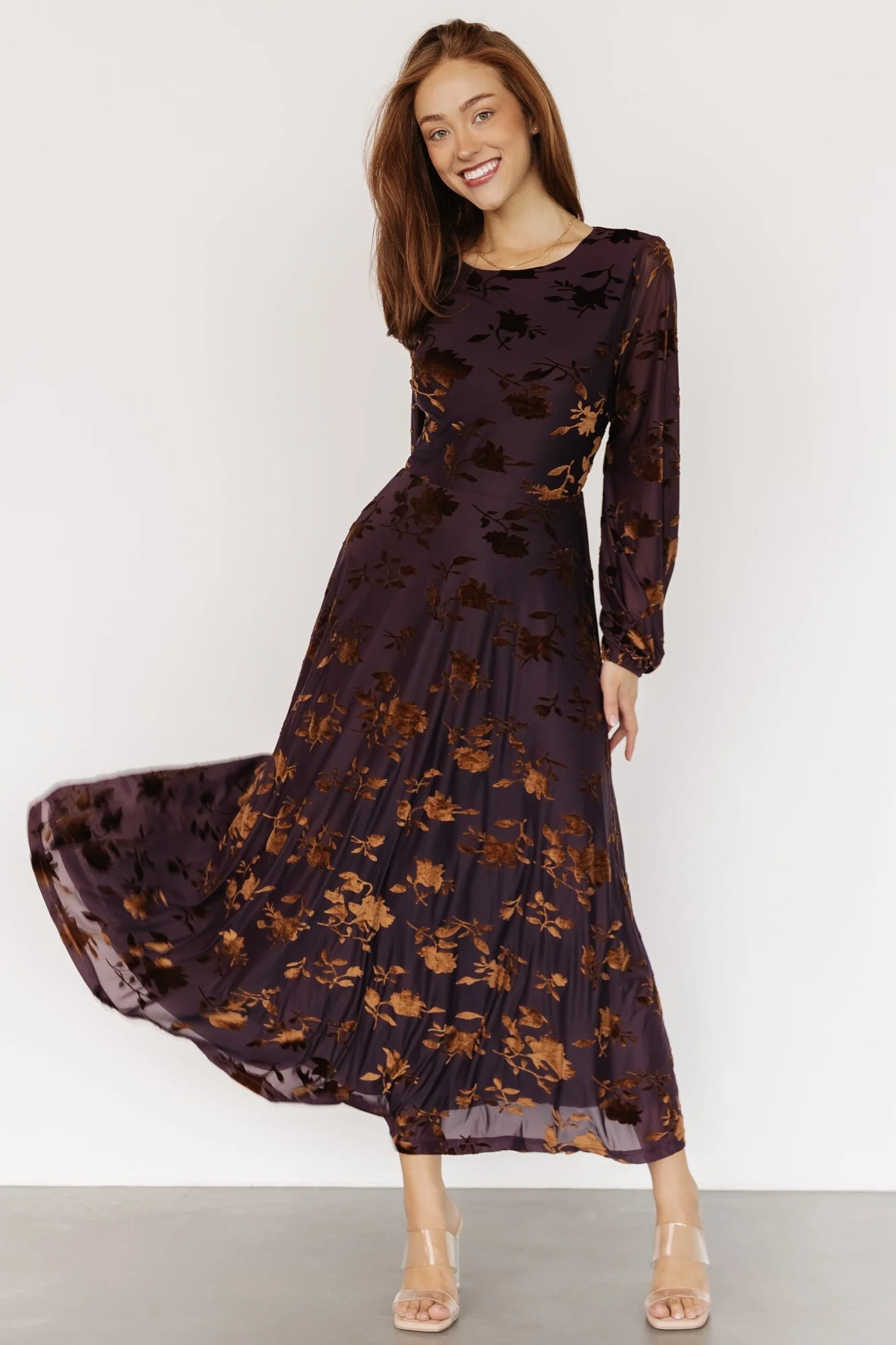 Thora Velvet Dress | Deep Plum + Bronze