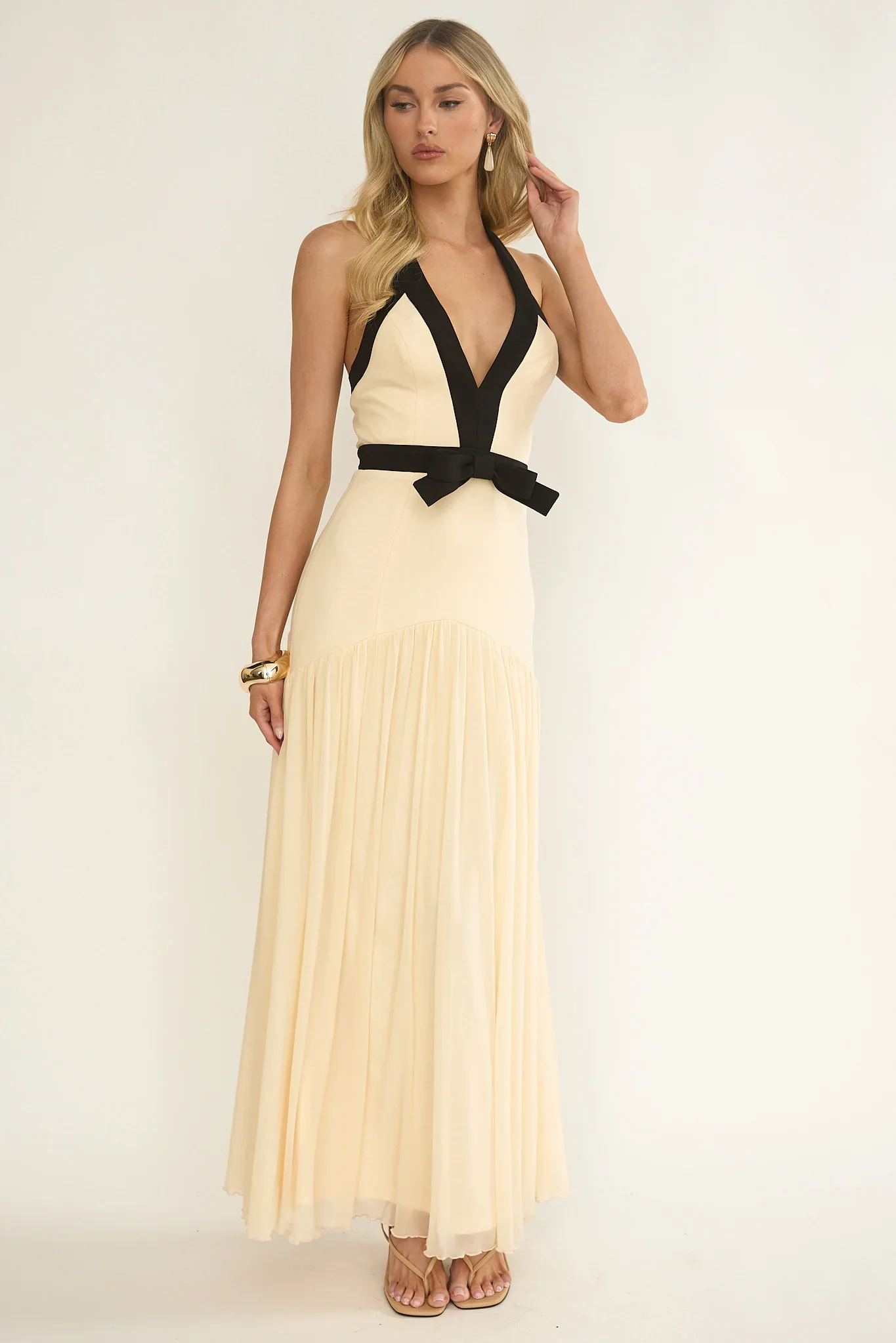 Aven Halter Bow Maxi Dress Butter