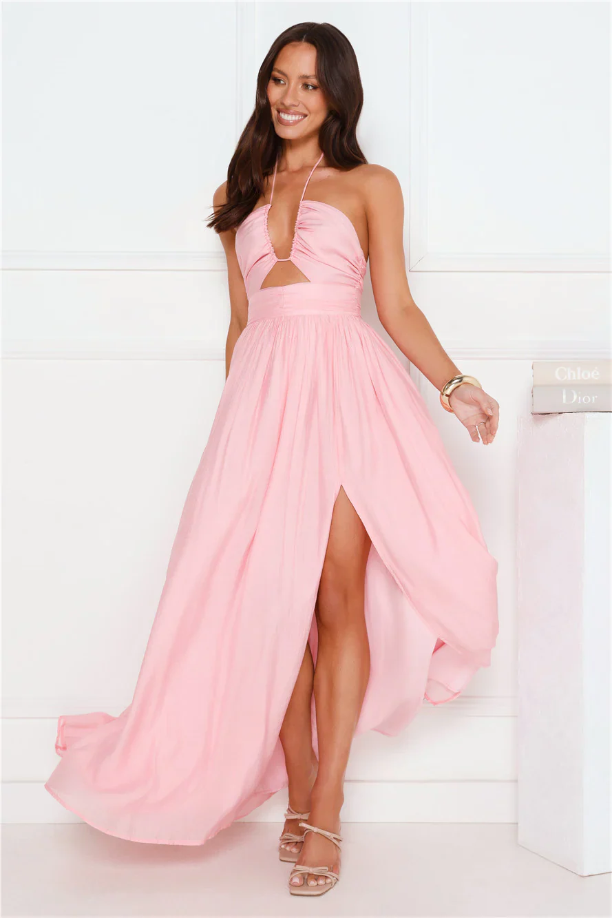 Hibiscus Hues Halter Maxi Dress