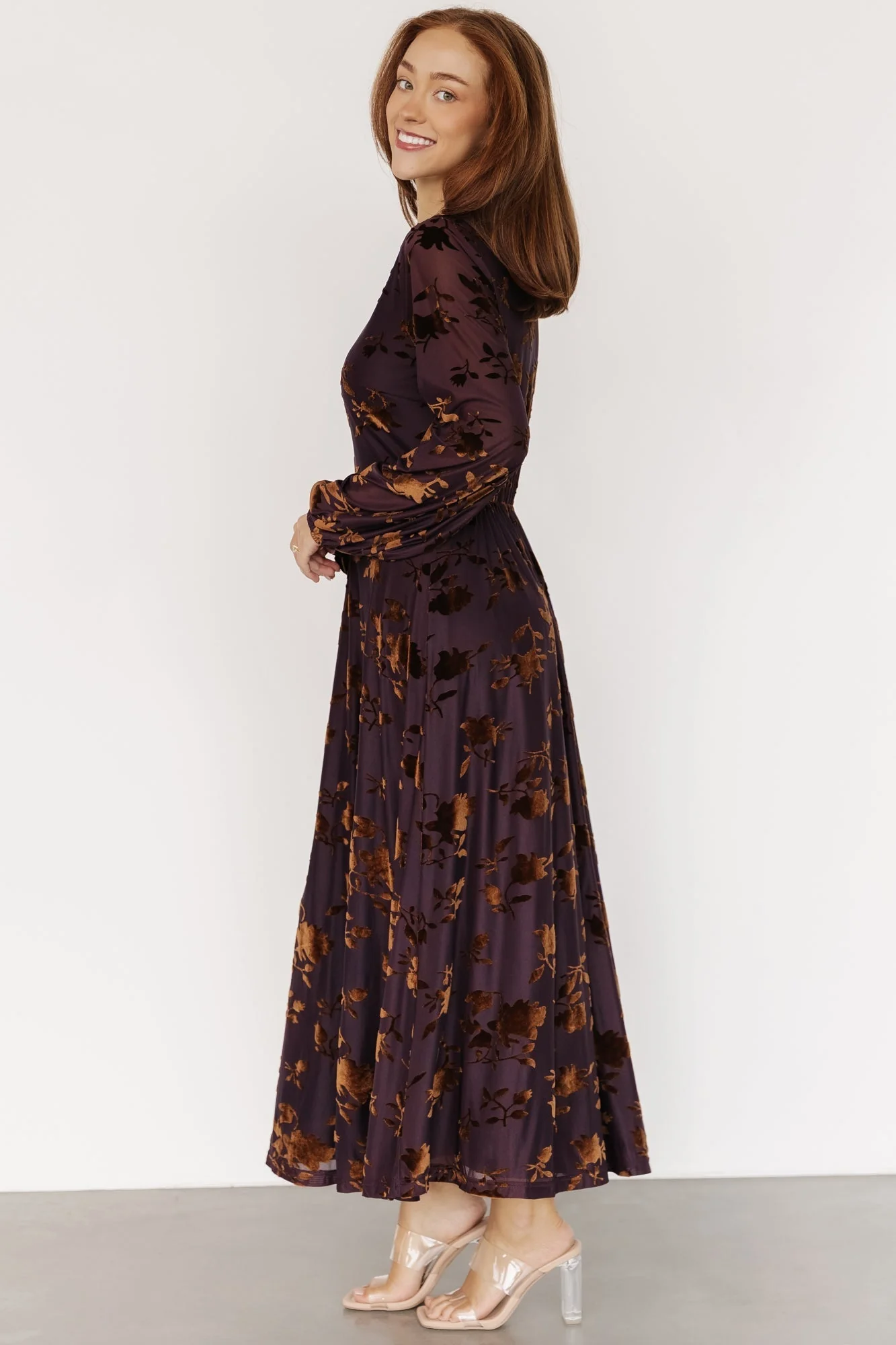 Thora Velvet Dress | Deep Plum + Bronze