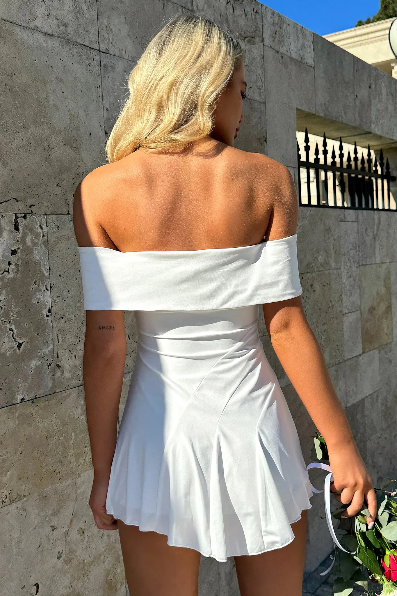 Kirsten Off Shoulder Mini Dress - White