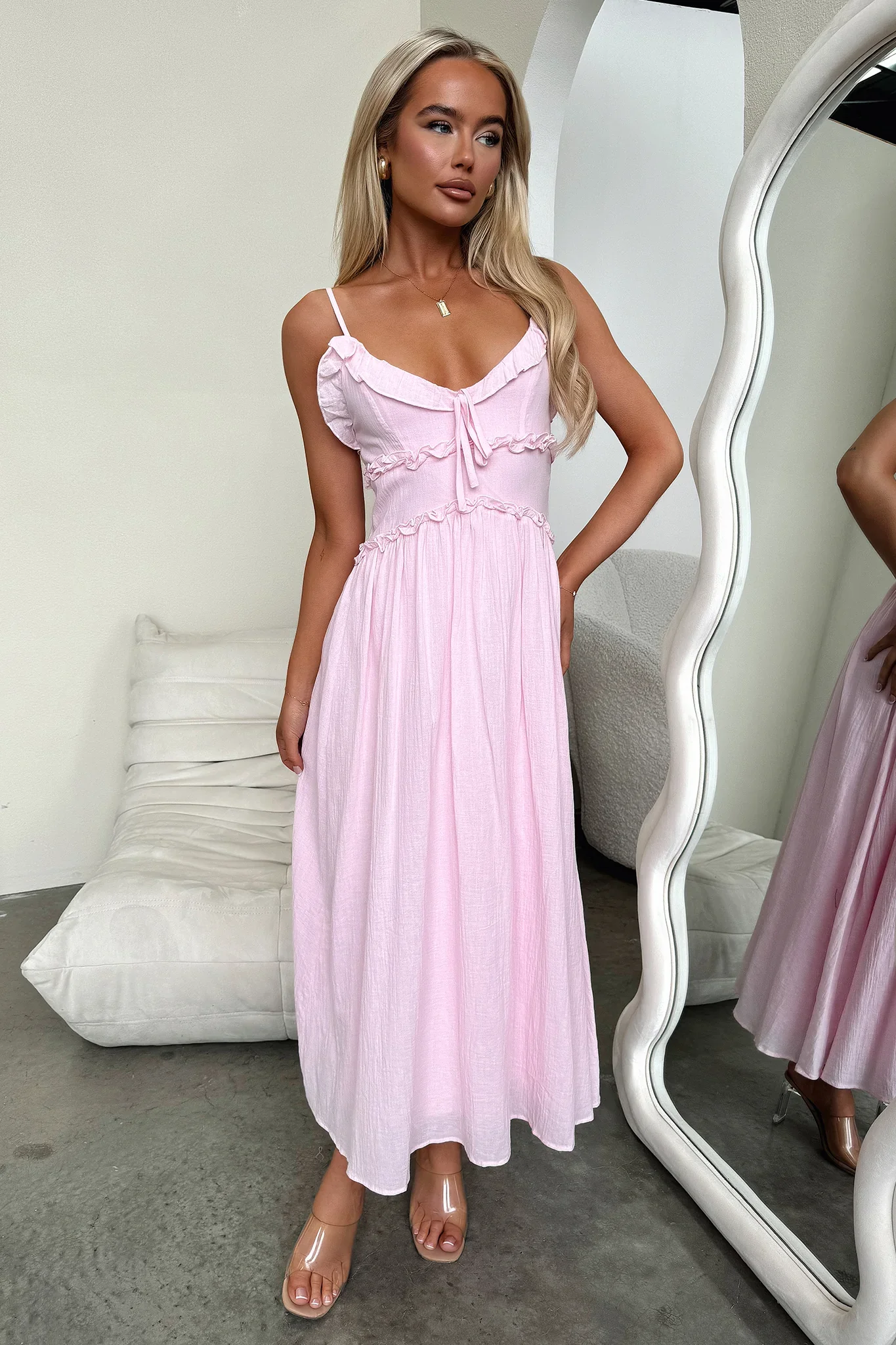 Nicola Midi Dress - Baby Pink