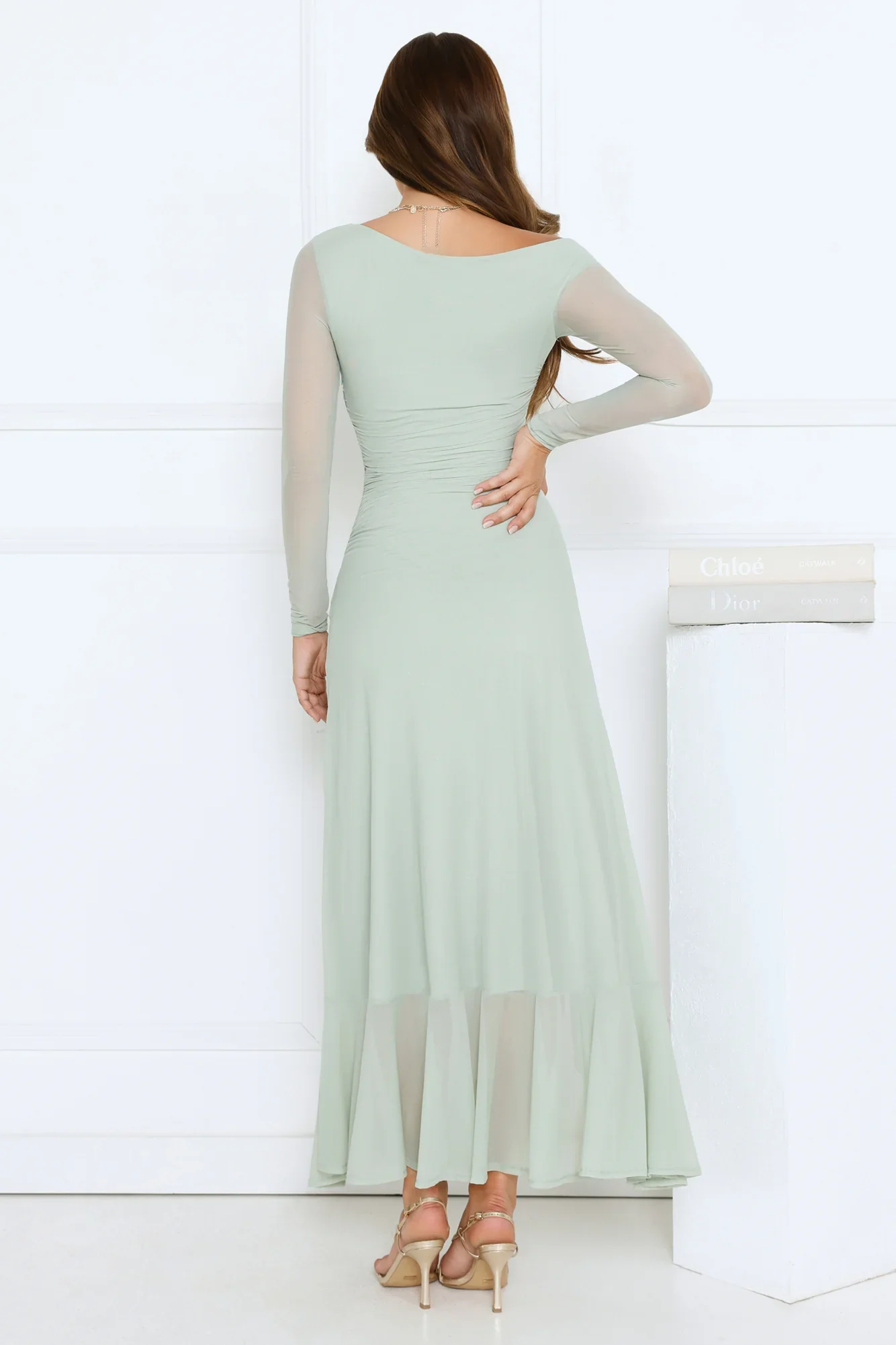 Darling At Dusk Long Sleeve Maxi Dress Sage