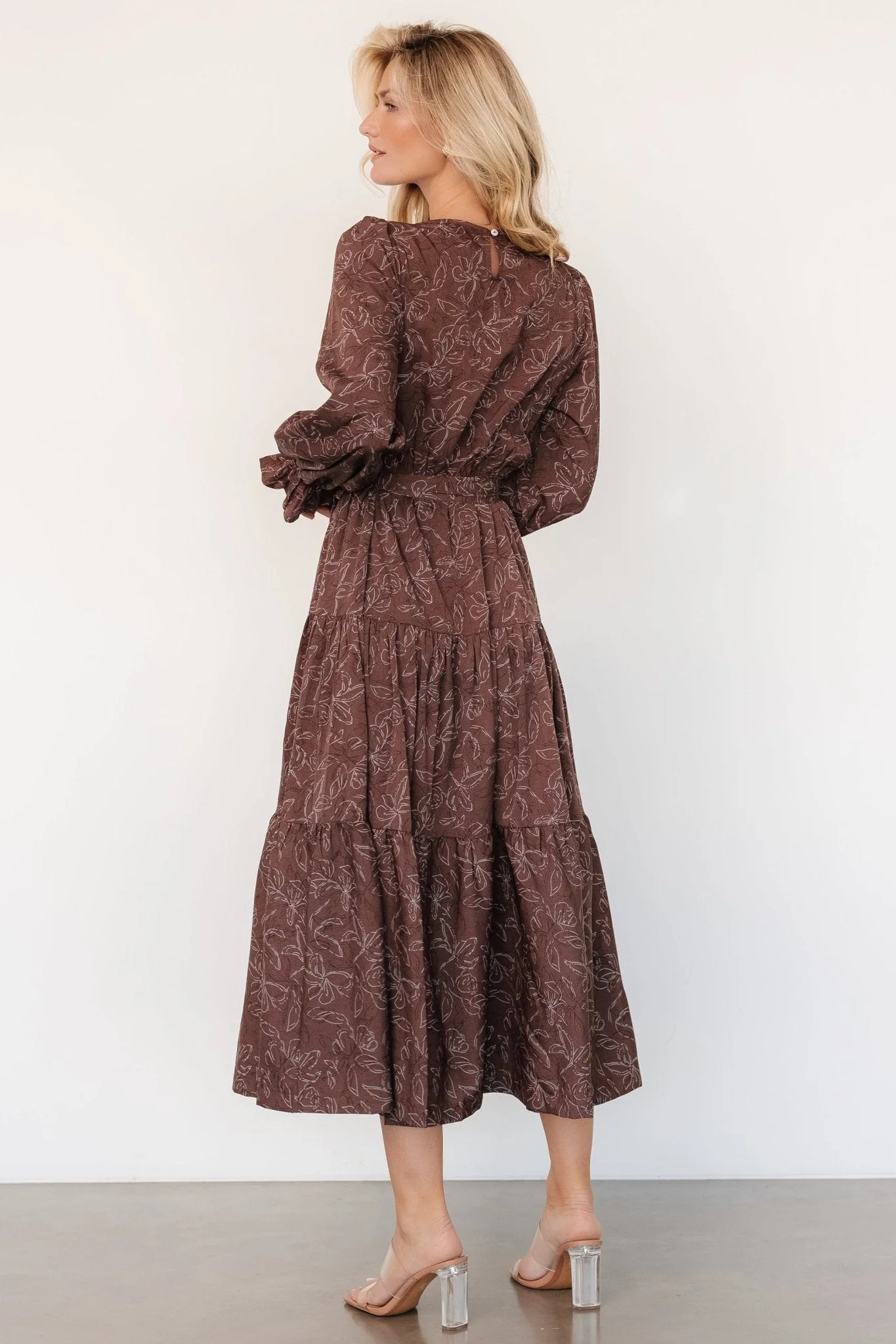 Ashlyn Long Sleeve Dress | Brown Print