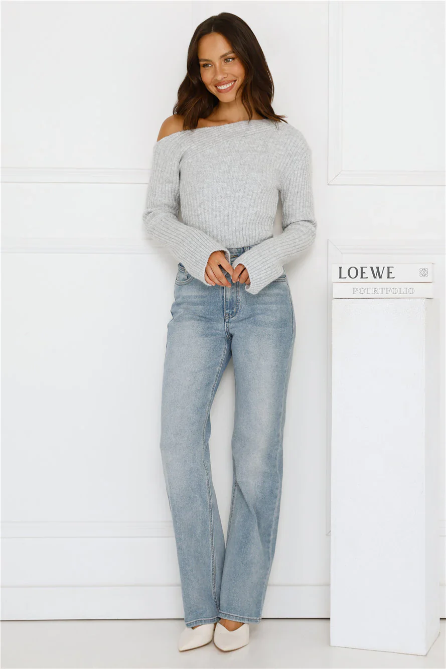 Winter Date Knitted Top Grey