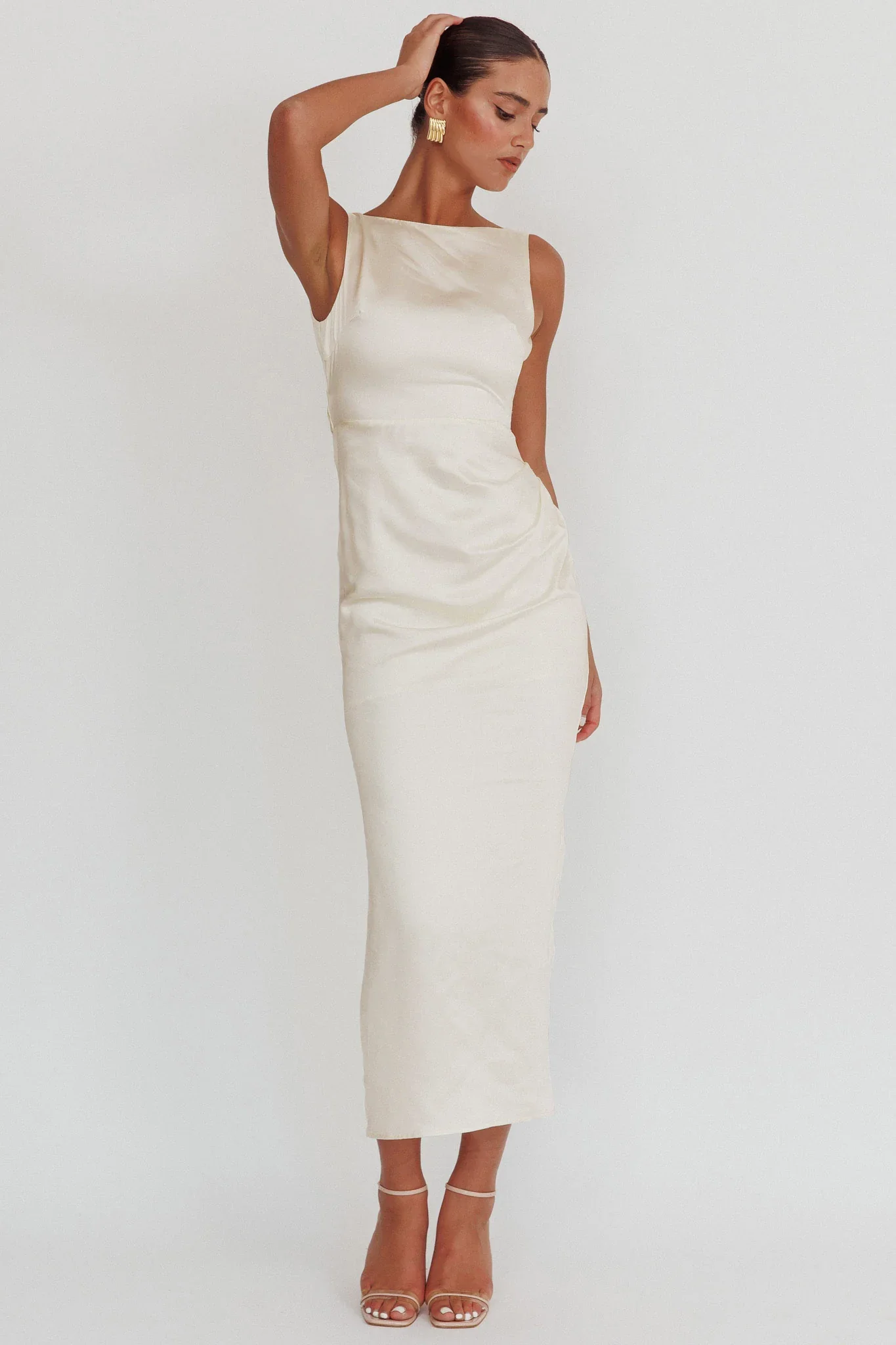 Leila Boat Neck Maxi Dress Ivory