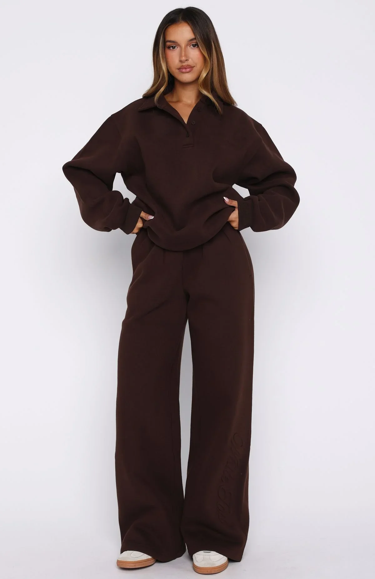 Chill Moves Wide Leg Sweatpants Chocolate