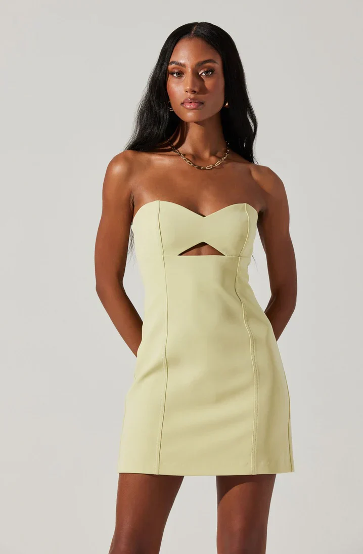 Yellow Wrap Mini Mekhi Dress
