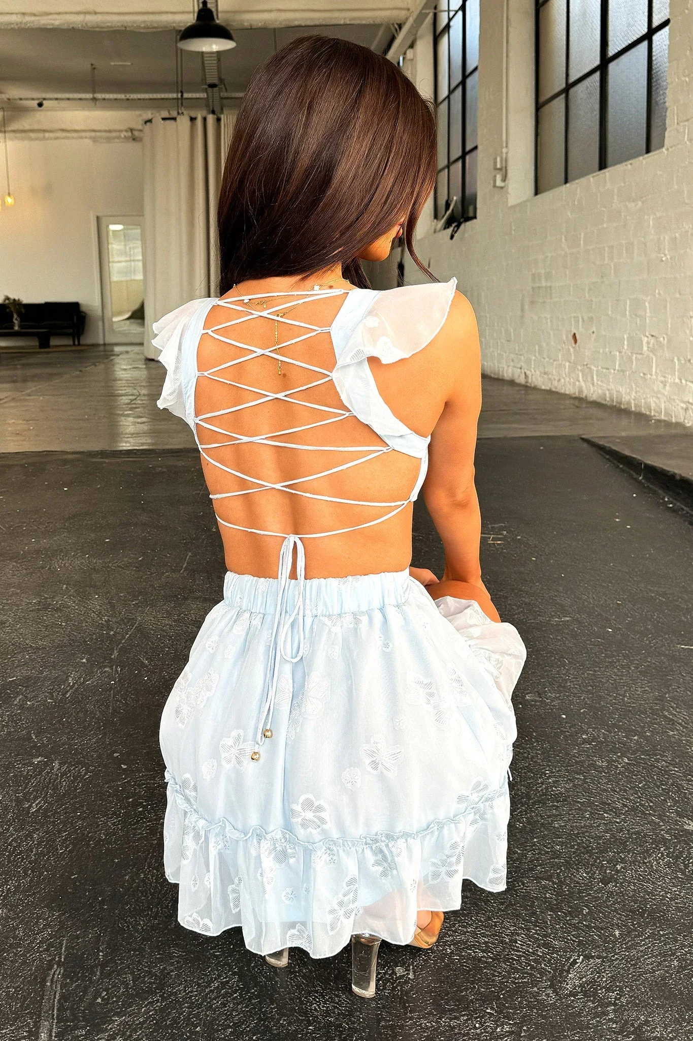 Deborah Cut Out Mini Dress - Baby Blue