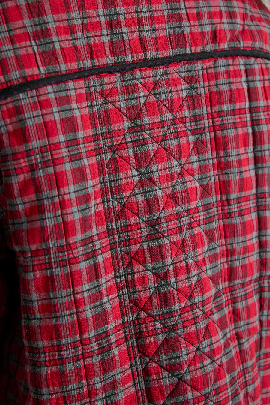 macy quilted jacket - red check