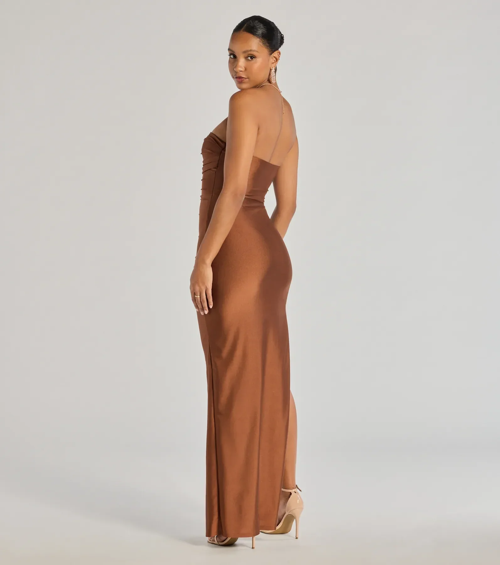Anisley Strapless High Slit Column Formal Dress