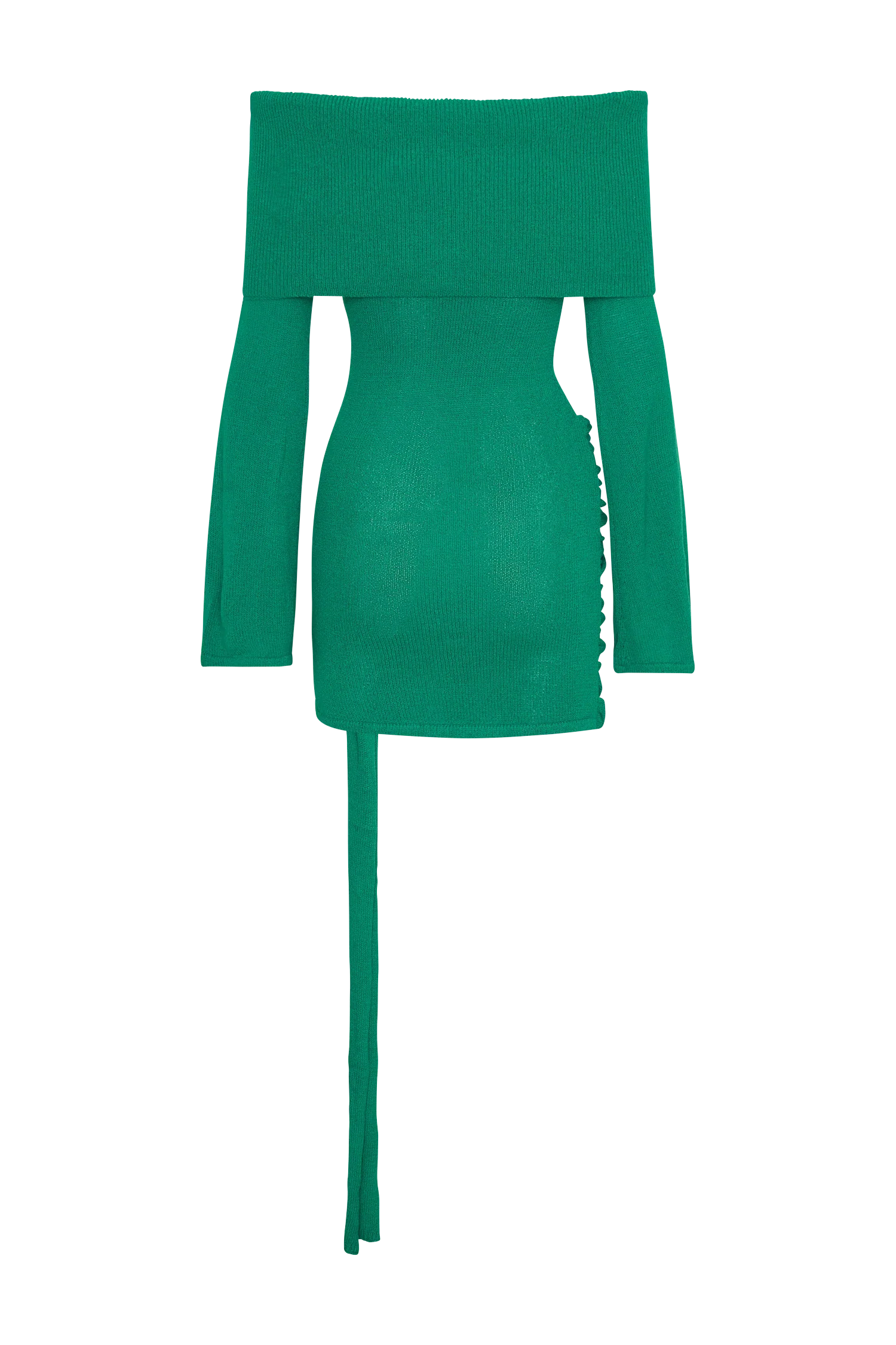 Camryn Off Shoulder Tie Knit Mini Dress - Green