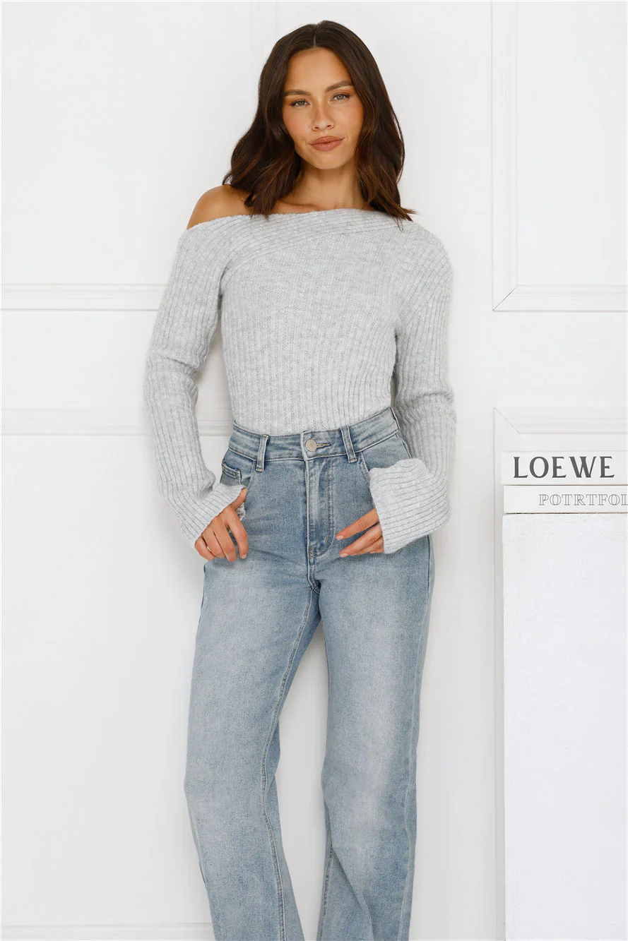 Winter Date Knitted Top Grey