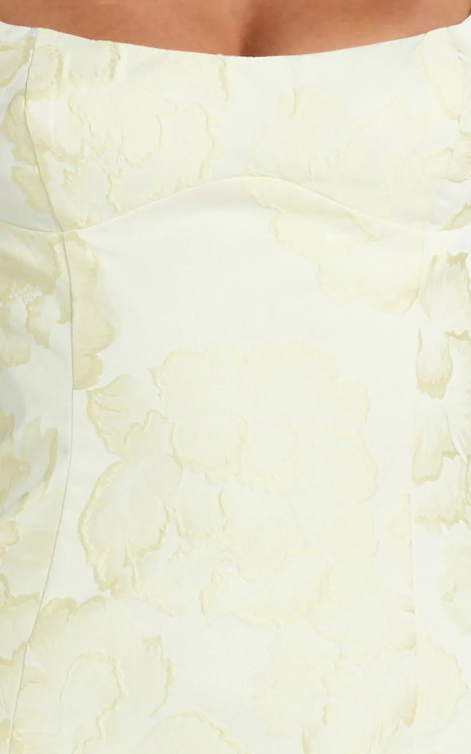 Orla Mini Dress Jacquard Scoop Neck Fitted Dress in Lemon