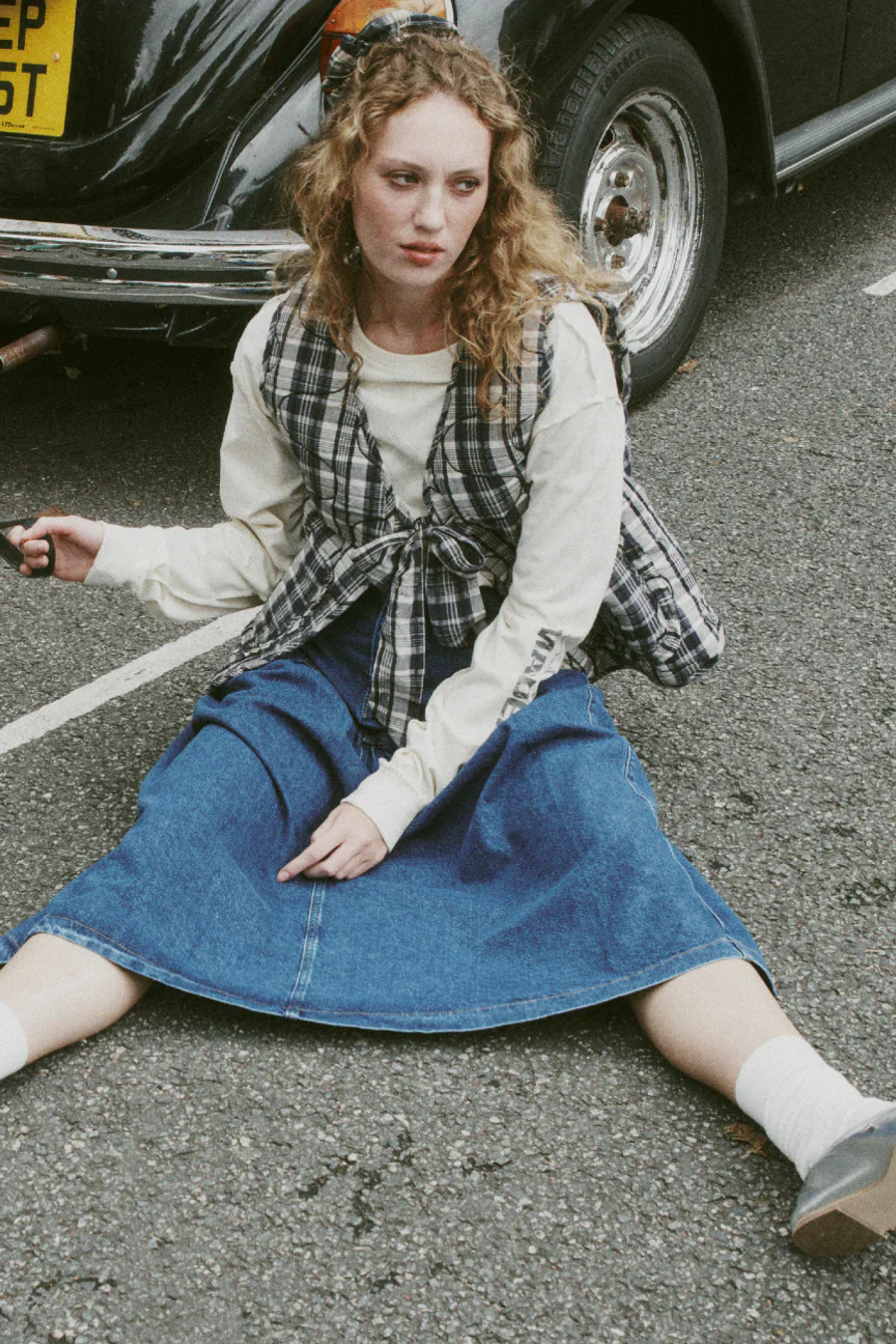 arte tie gilet - navy check