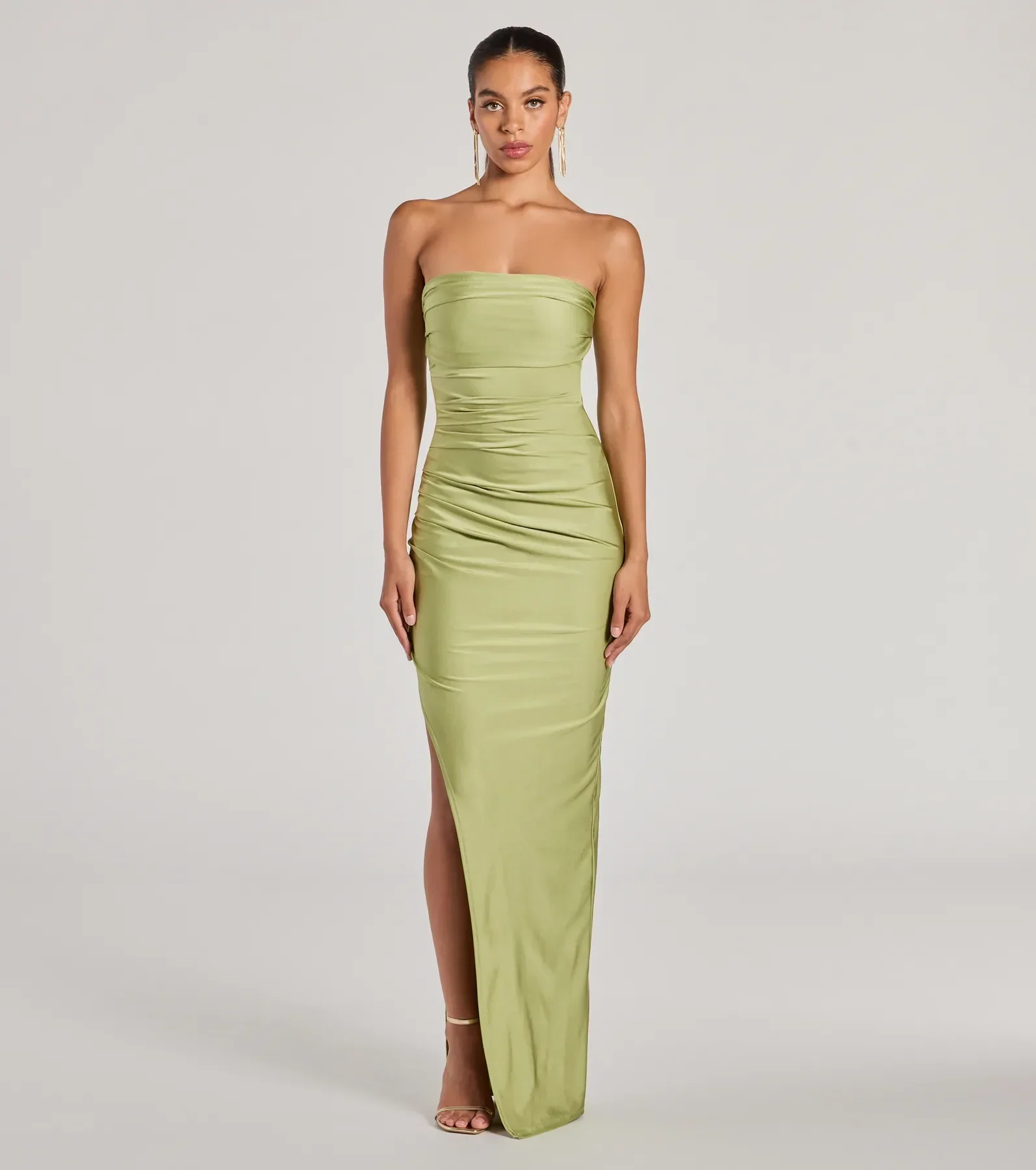 Anisley Strapless High Slit Column Formal Dress