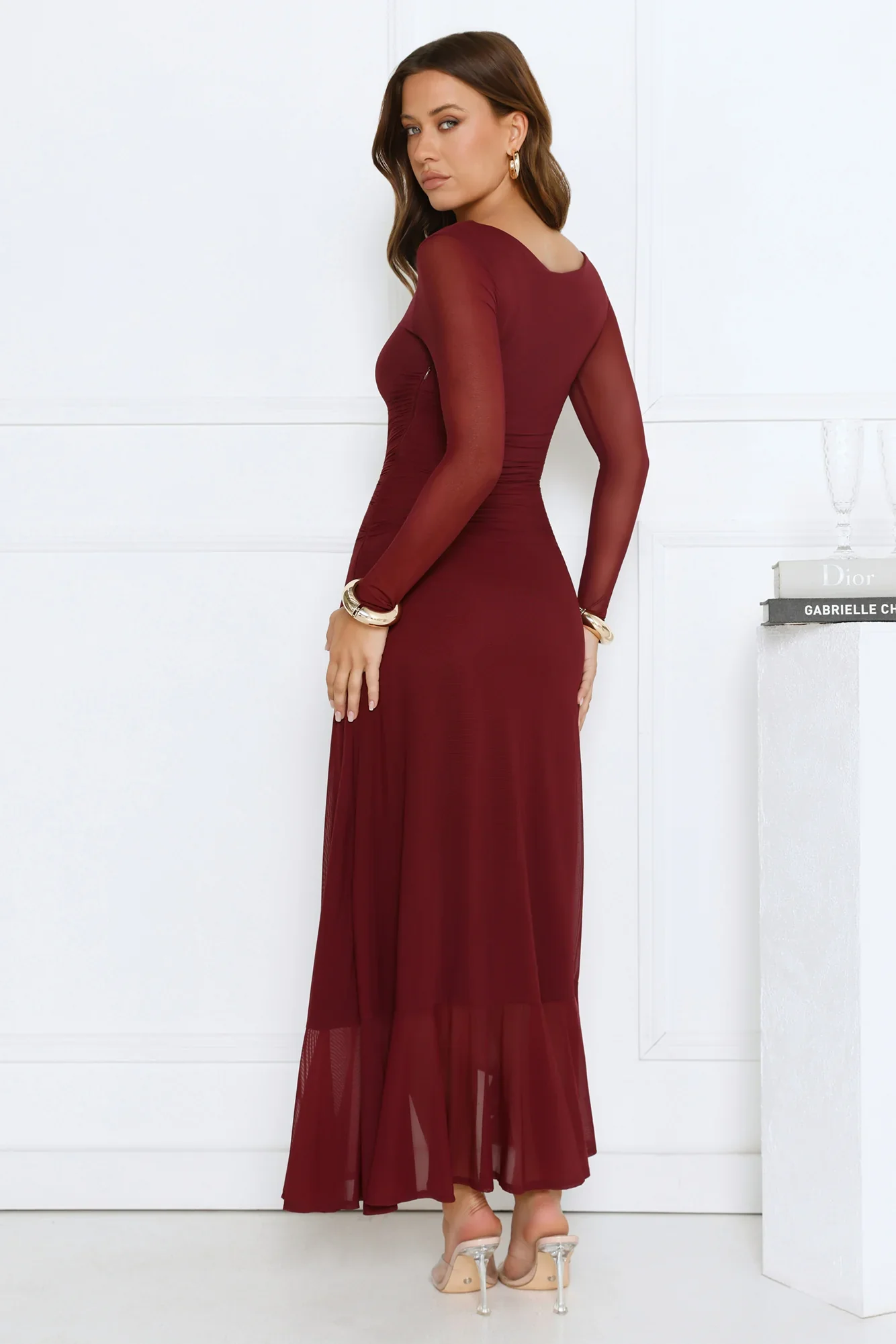 Darling At Dusk Long Sleeve Maxi Dress Wine