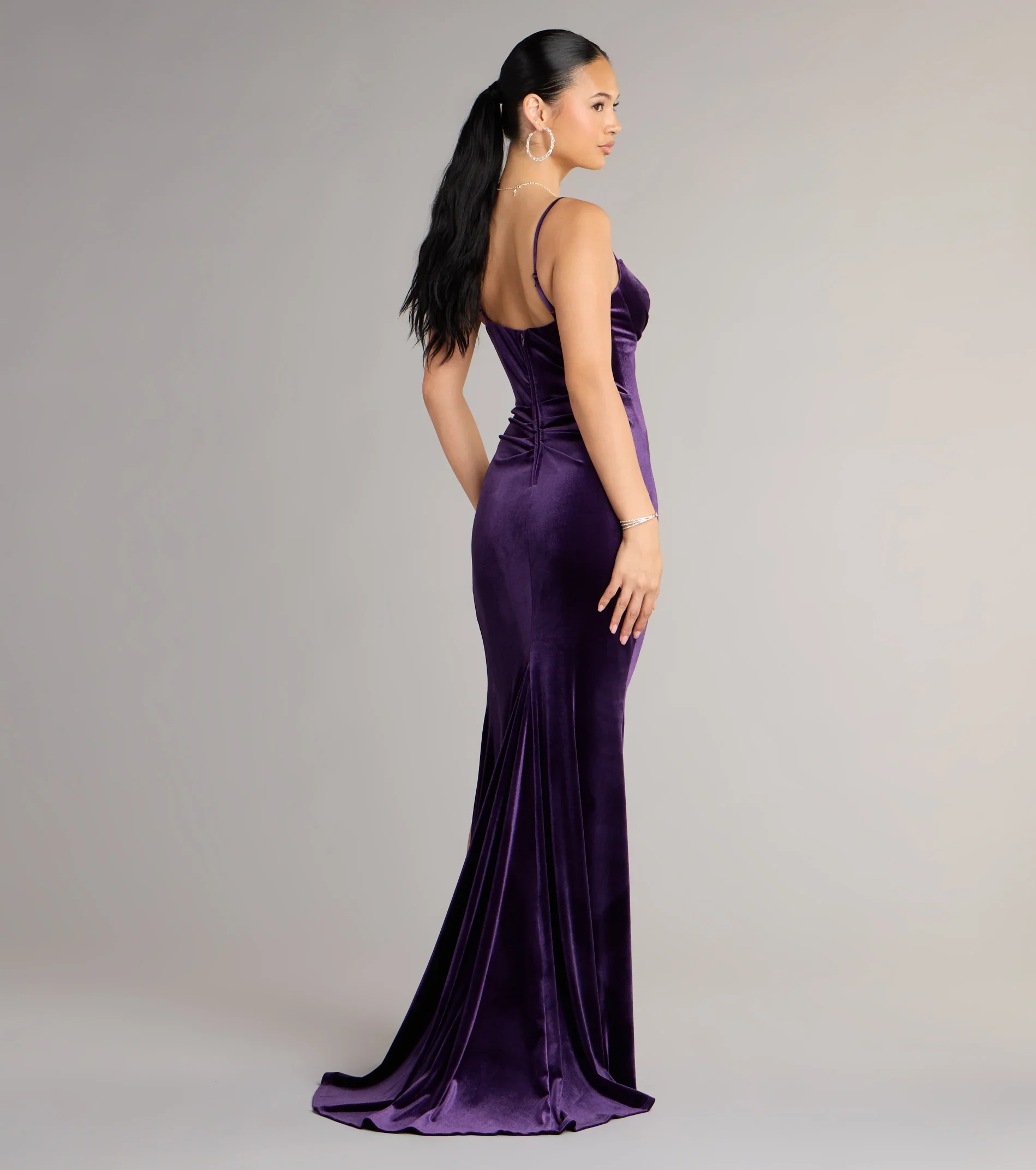 Ariel Velvet Slit Mermaid Formal Dress