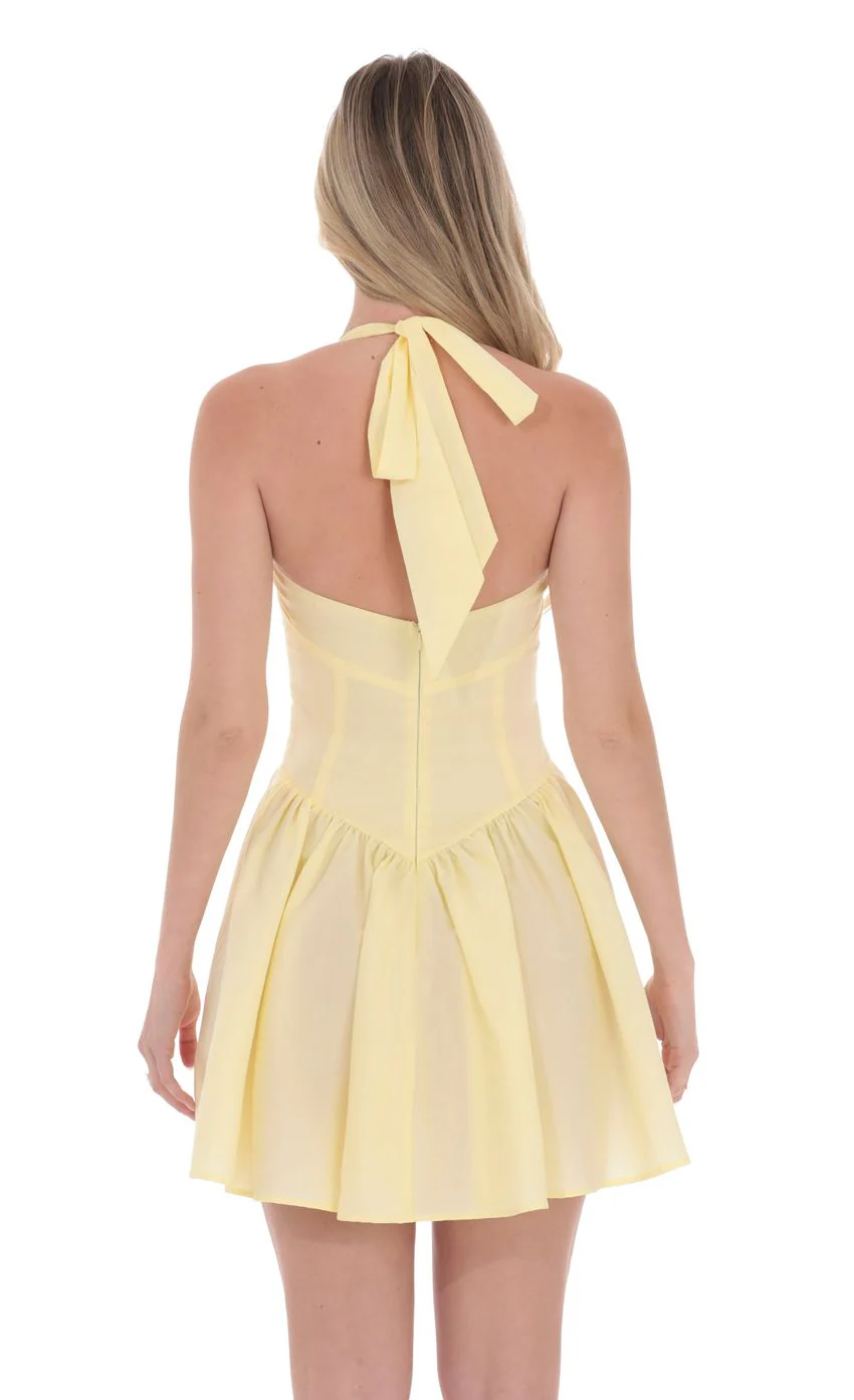 Halter A-line Dress in Yellow