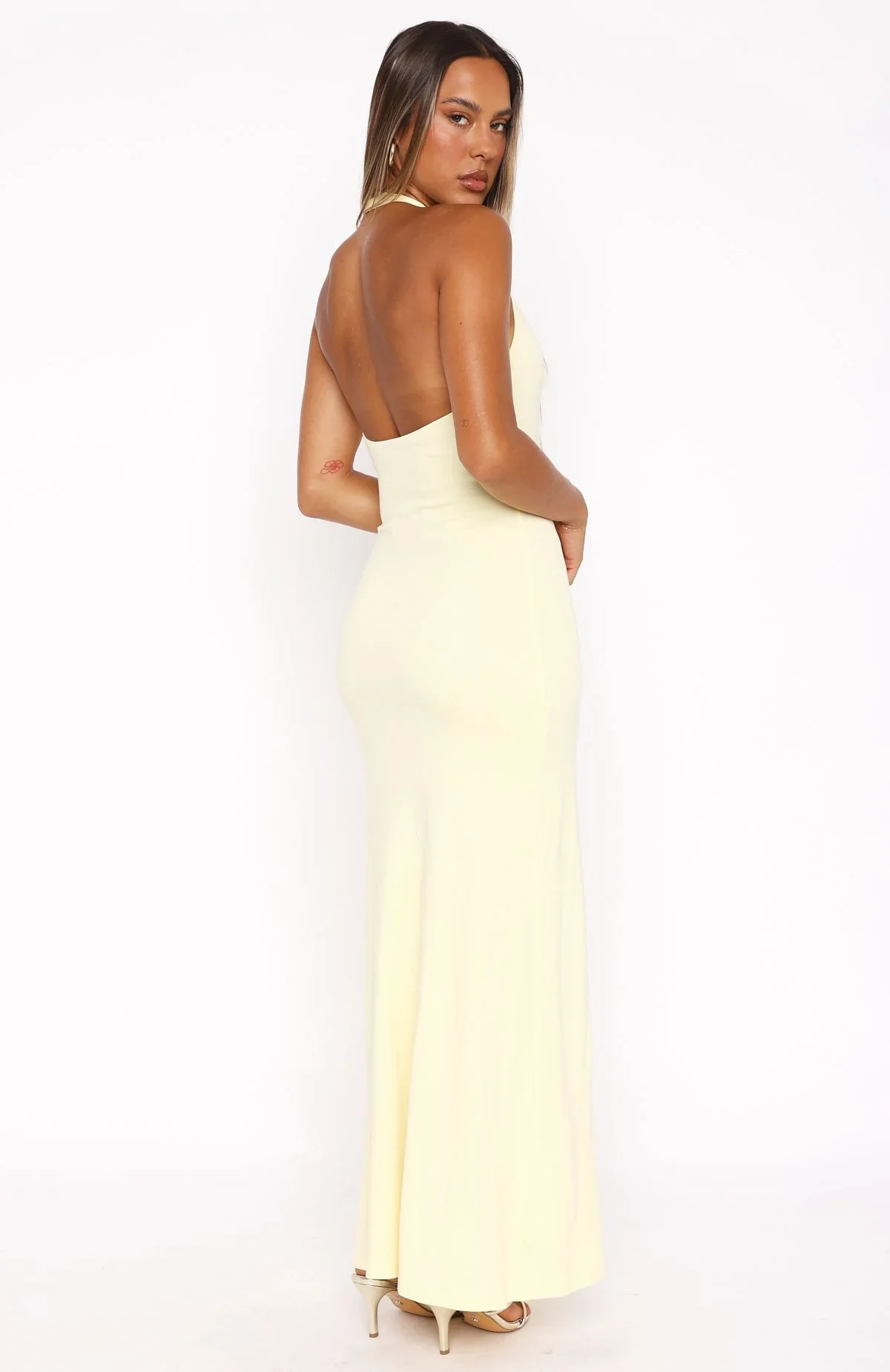 Took A Chance Halter Maxi Dress Lemon
