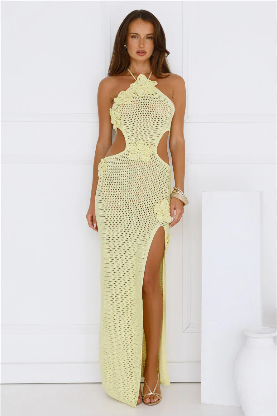 Monaco Sun Knit Halter Maxi Dress
