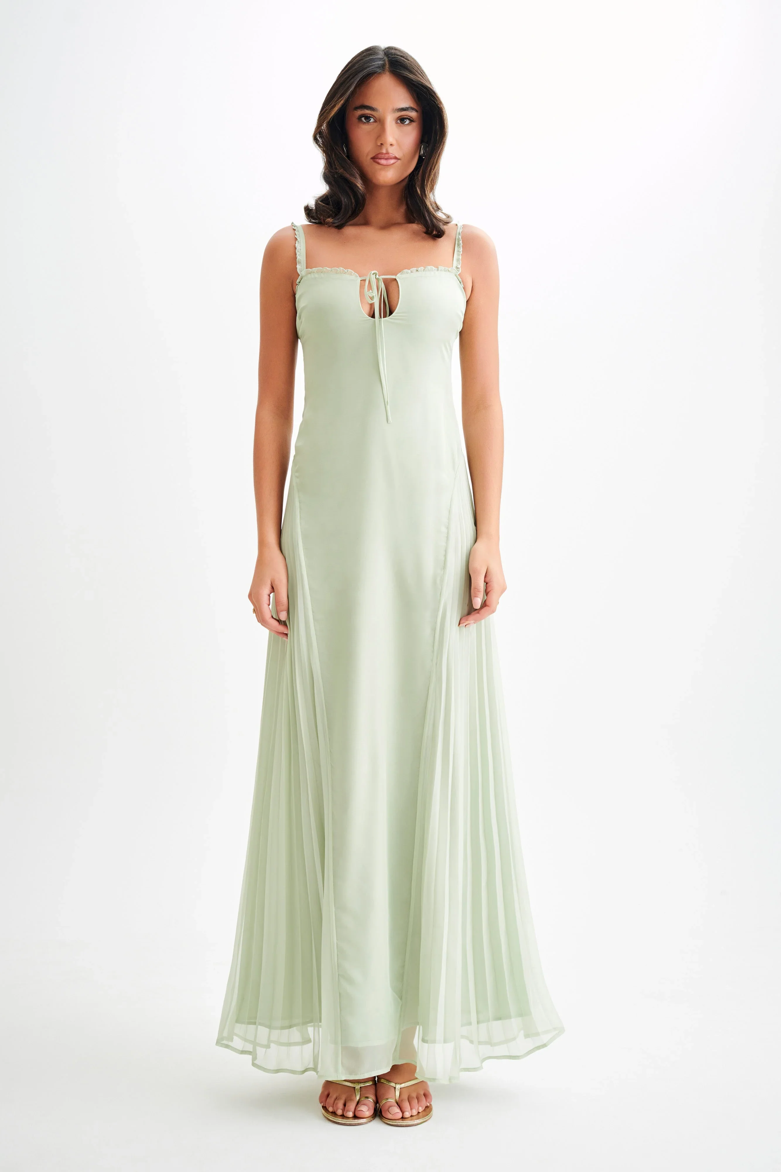 Saira Chiffon Maxi Dress - Pastel Green