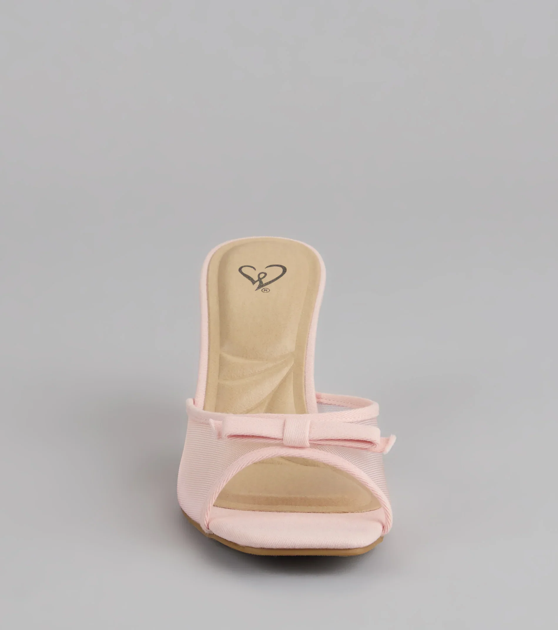 Dainty Drama Mesh Bow Kitten Mules