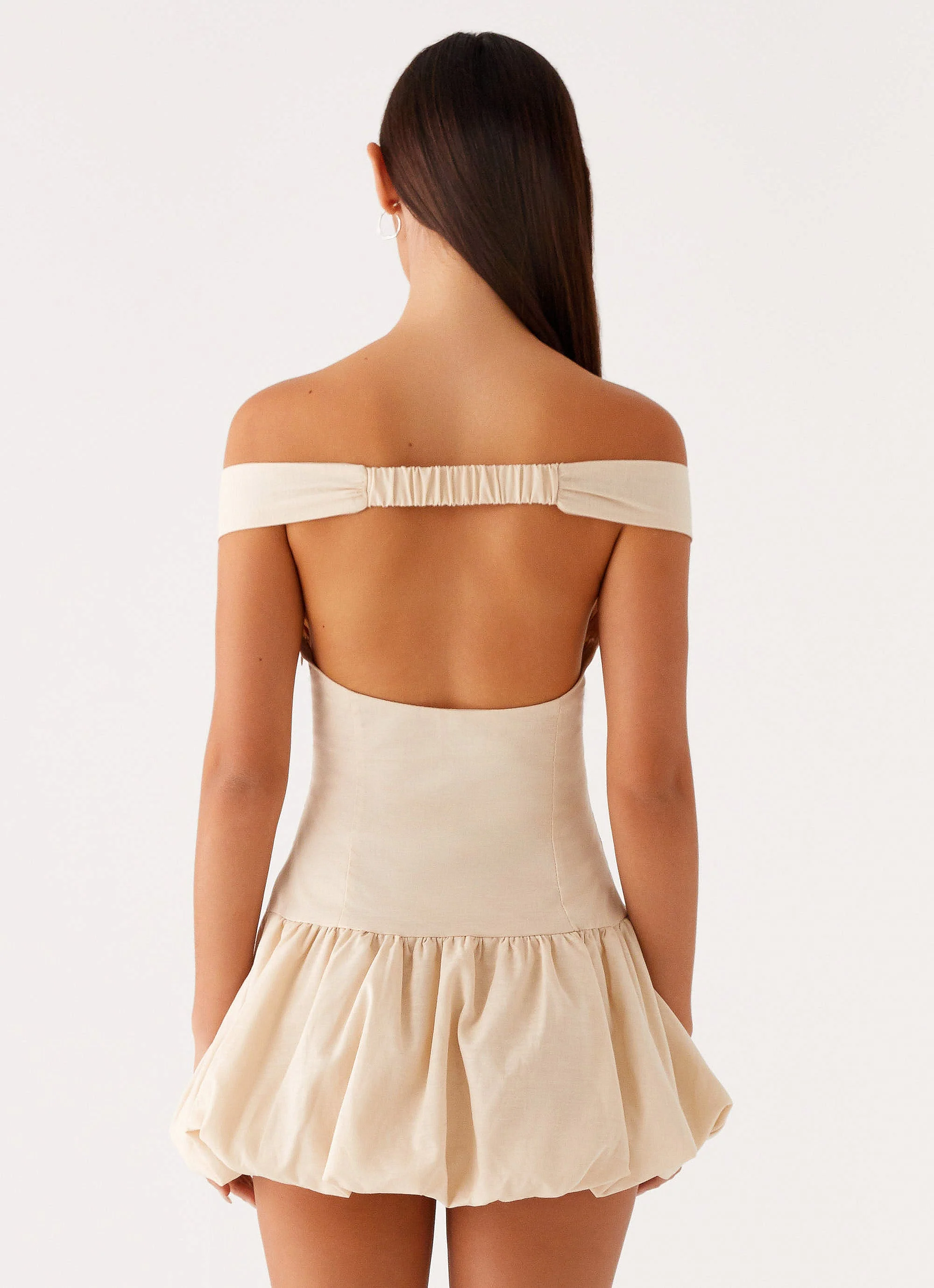 Endless Romance Off Shoulder Mini Dress - Butter