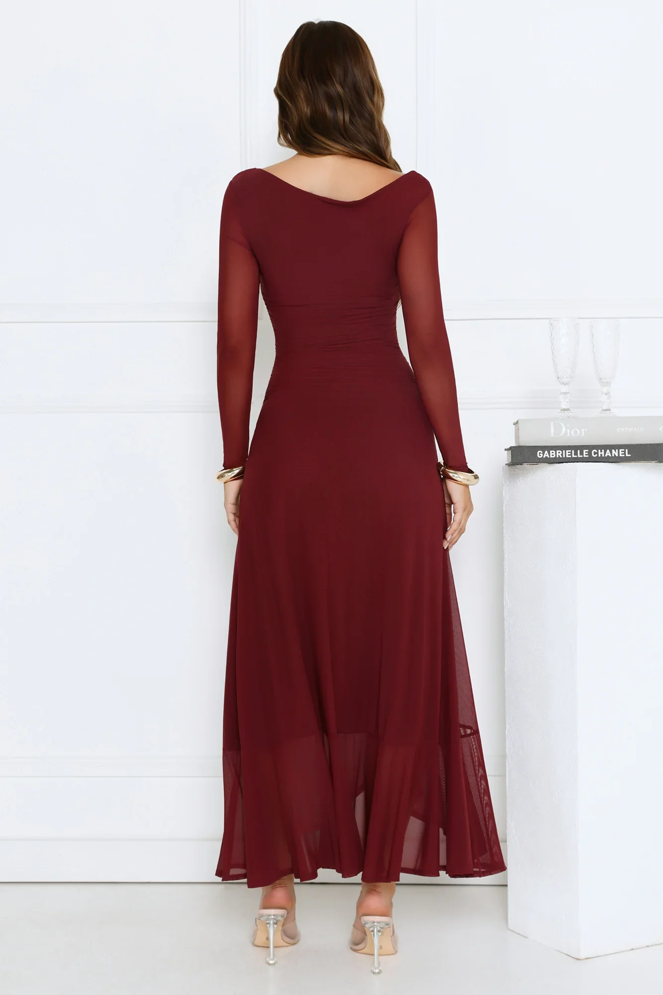 Darling At Dusk Long Sleeve Maxi Dress Wine