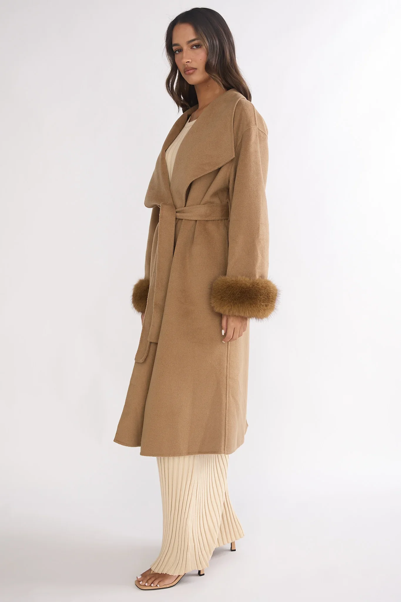 Zannora Faux Fur Coat Camel