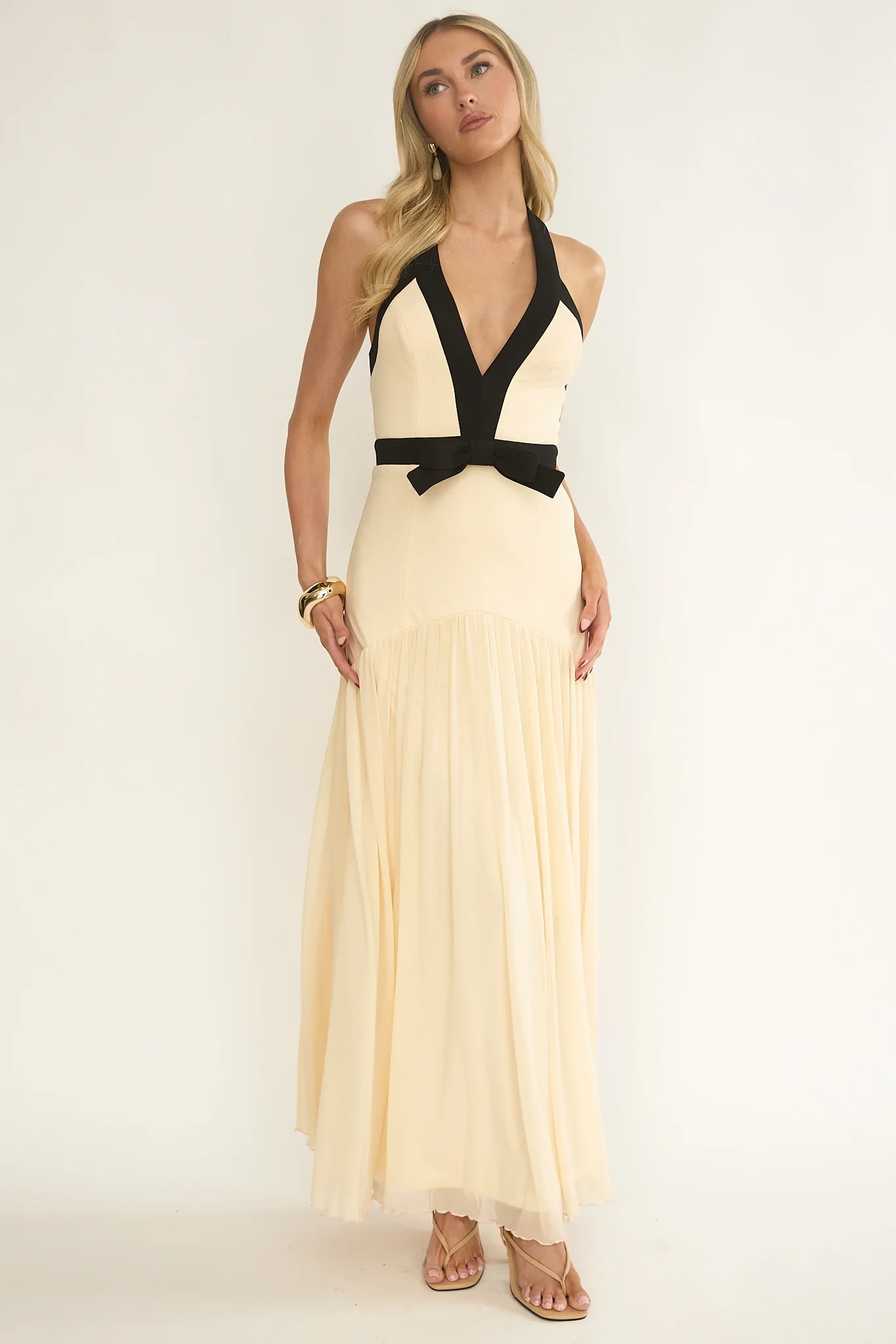 Aven Halter Bow Maxi Dress Butter