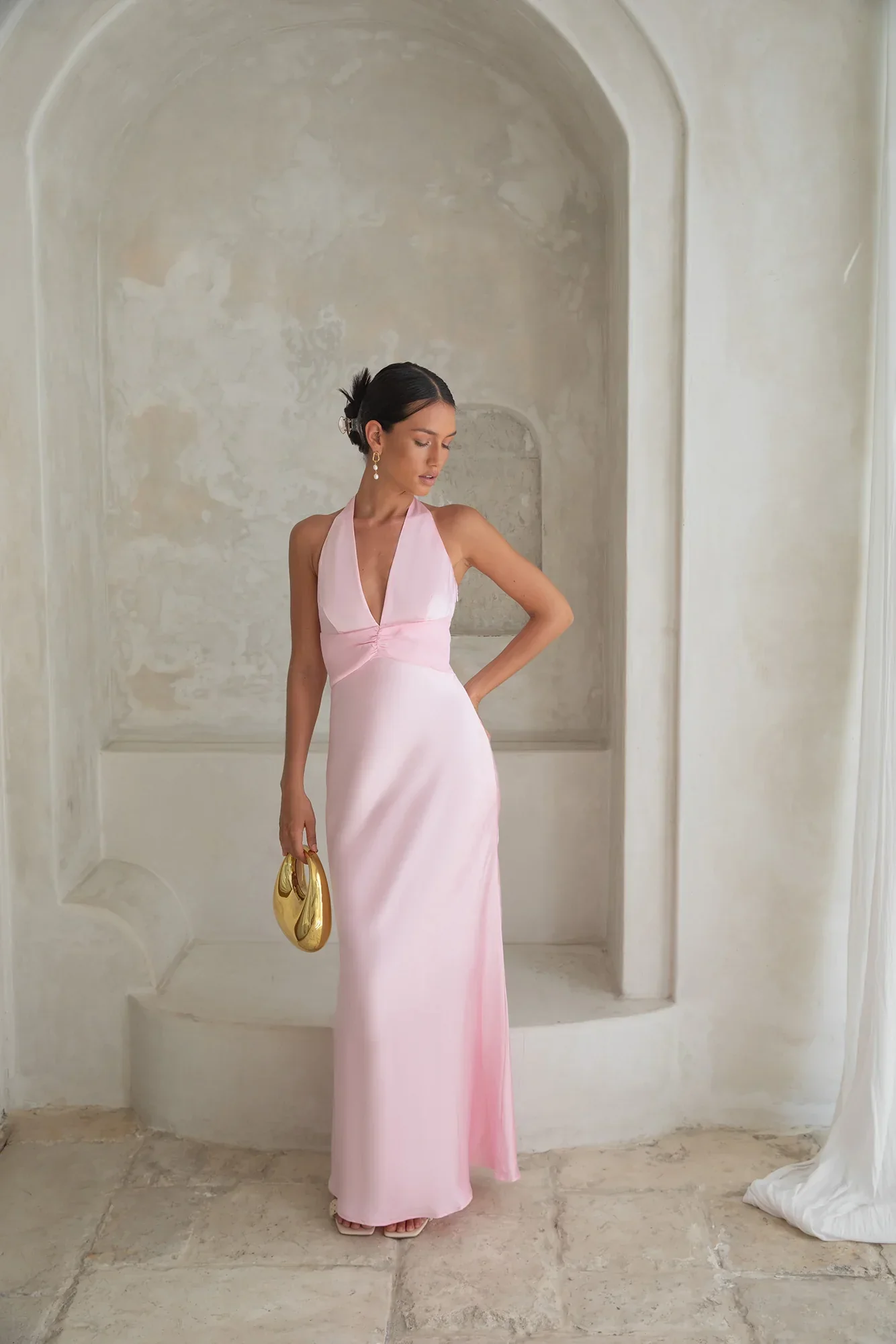 Destinations Halter Maxi Dress Pink