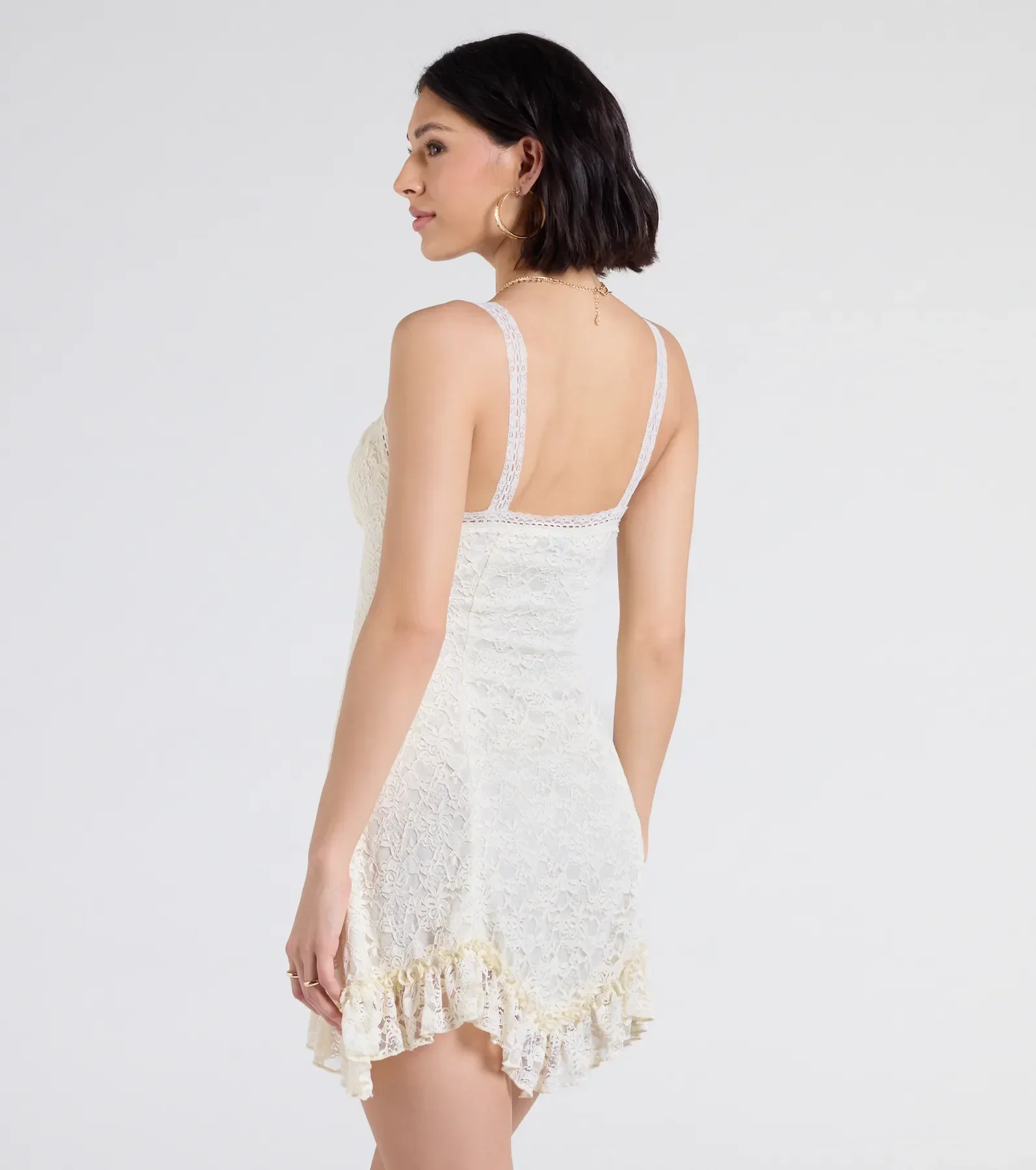 Desert Sun Lace Ruffle Mini Dress