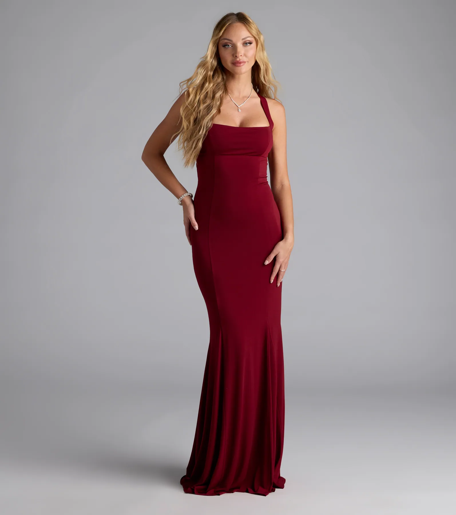 Nicola Strappy Tie-Back Mermaid Dress