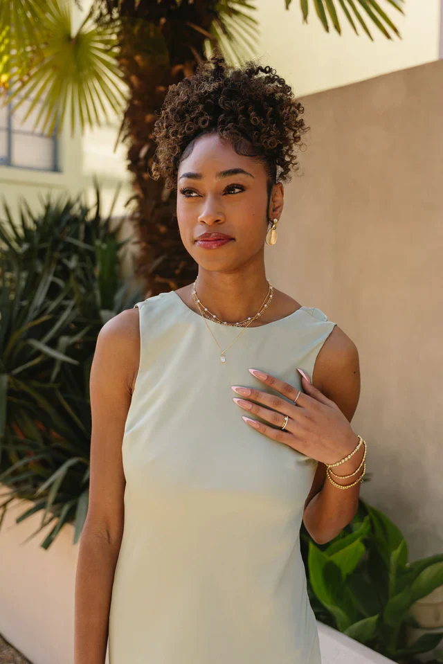 Ella Sage Green Satin Cowl Mini Dress