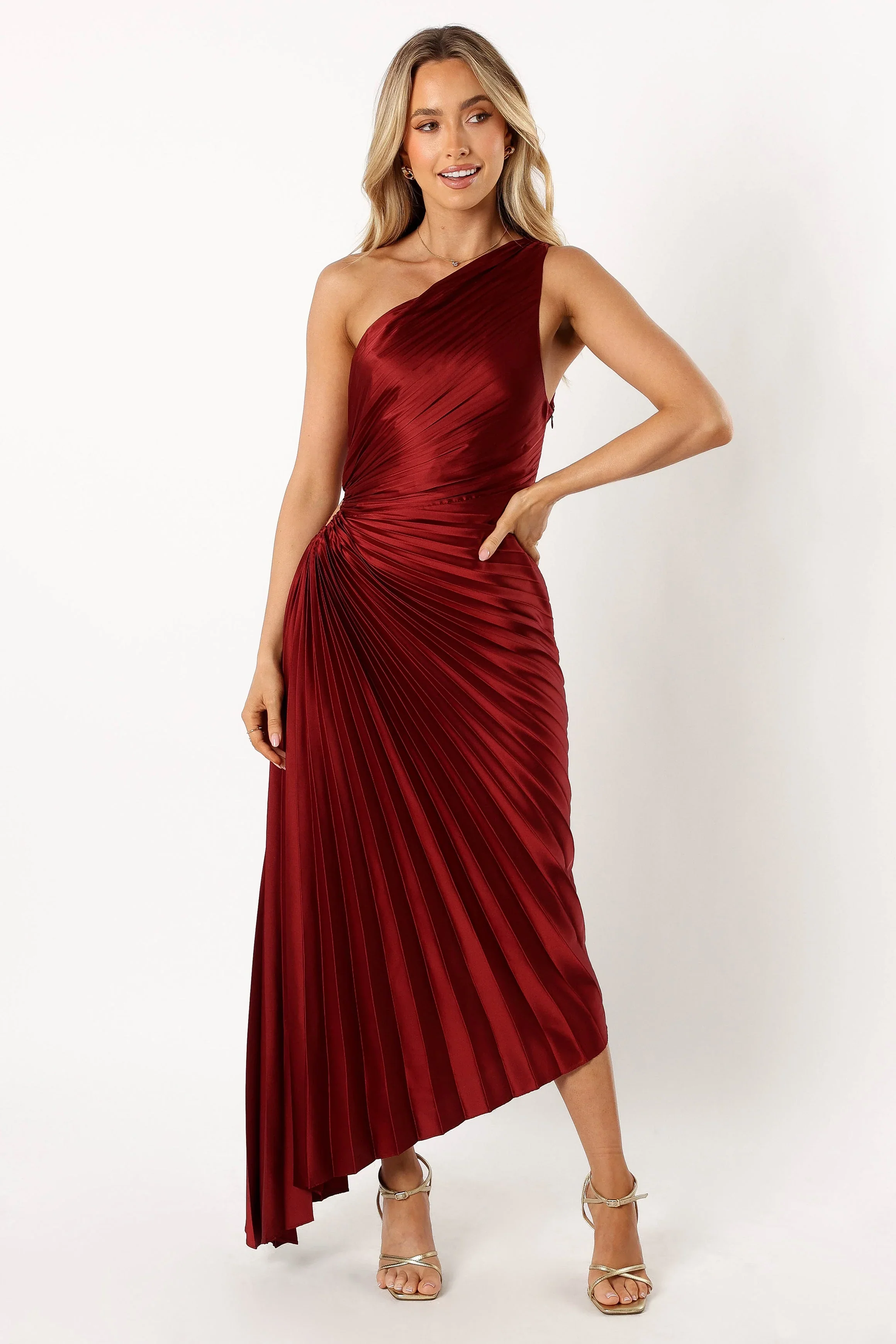 Kleo One Shoulder Maxi Dress - Merlot