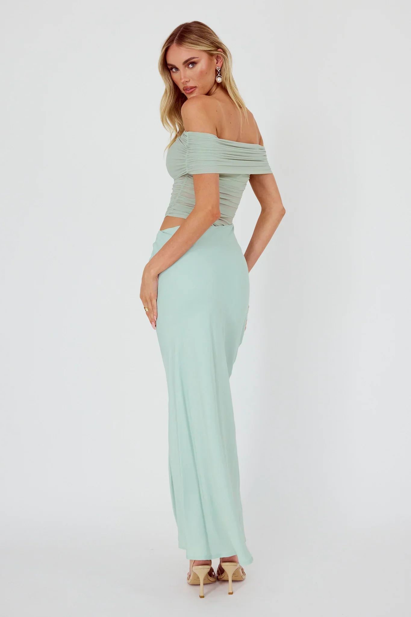 Lorely Off-Shoulder Midi Dress Sage