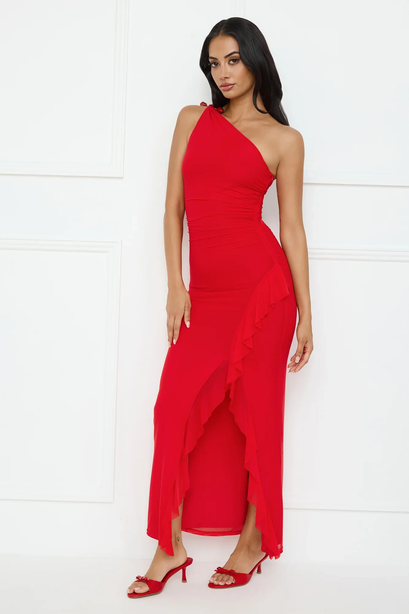 Neon Nectar One Shoulder Mesh Maxi Dress