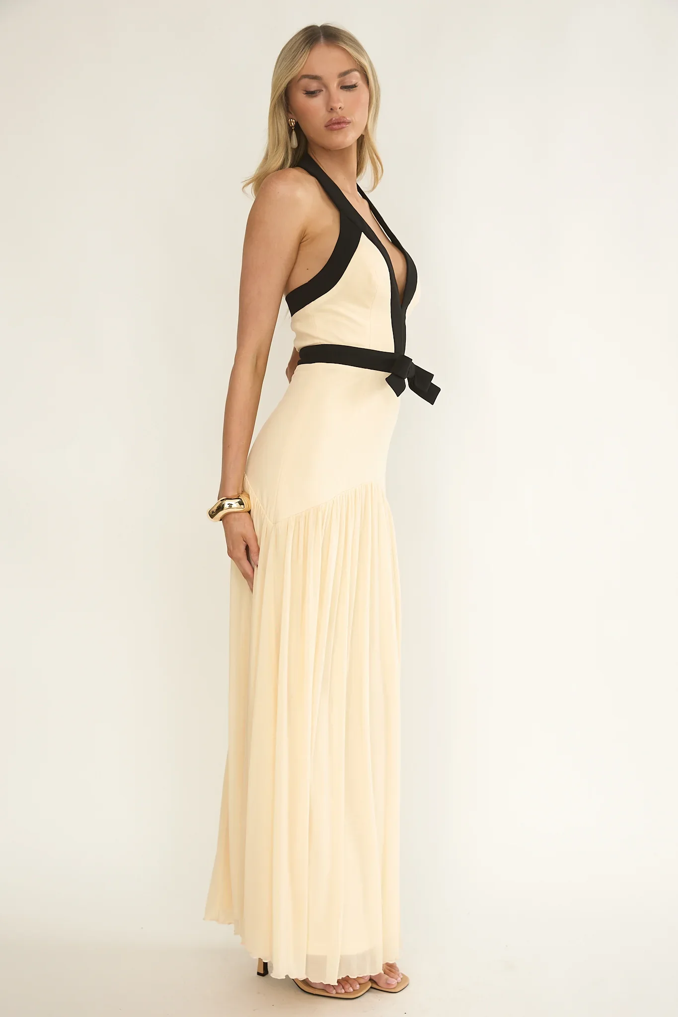 Aven Halter Bow Maxi Dress Butter