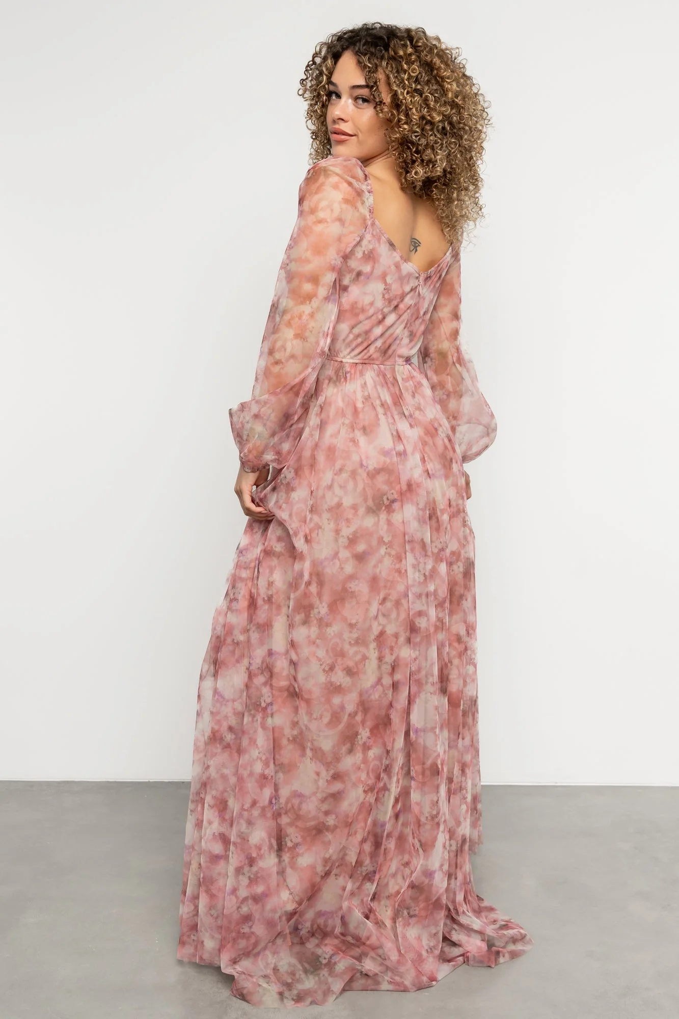 Katara Tulle Maxi Dress | Mauve Floral