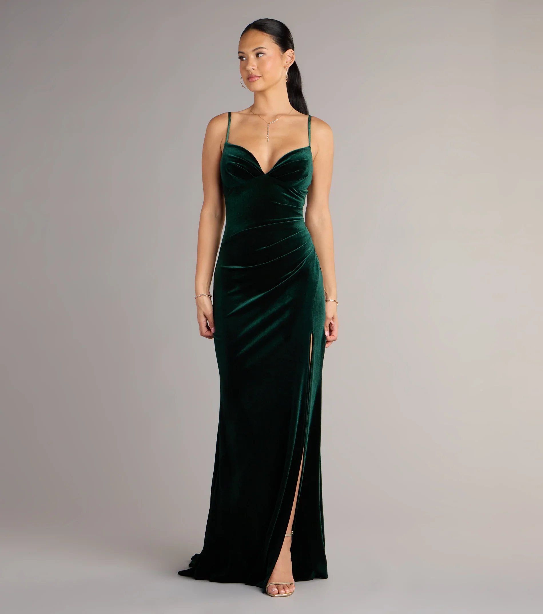Ariel Velvet Slit Mermaid Formal Dress