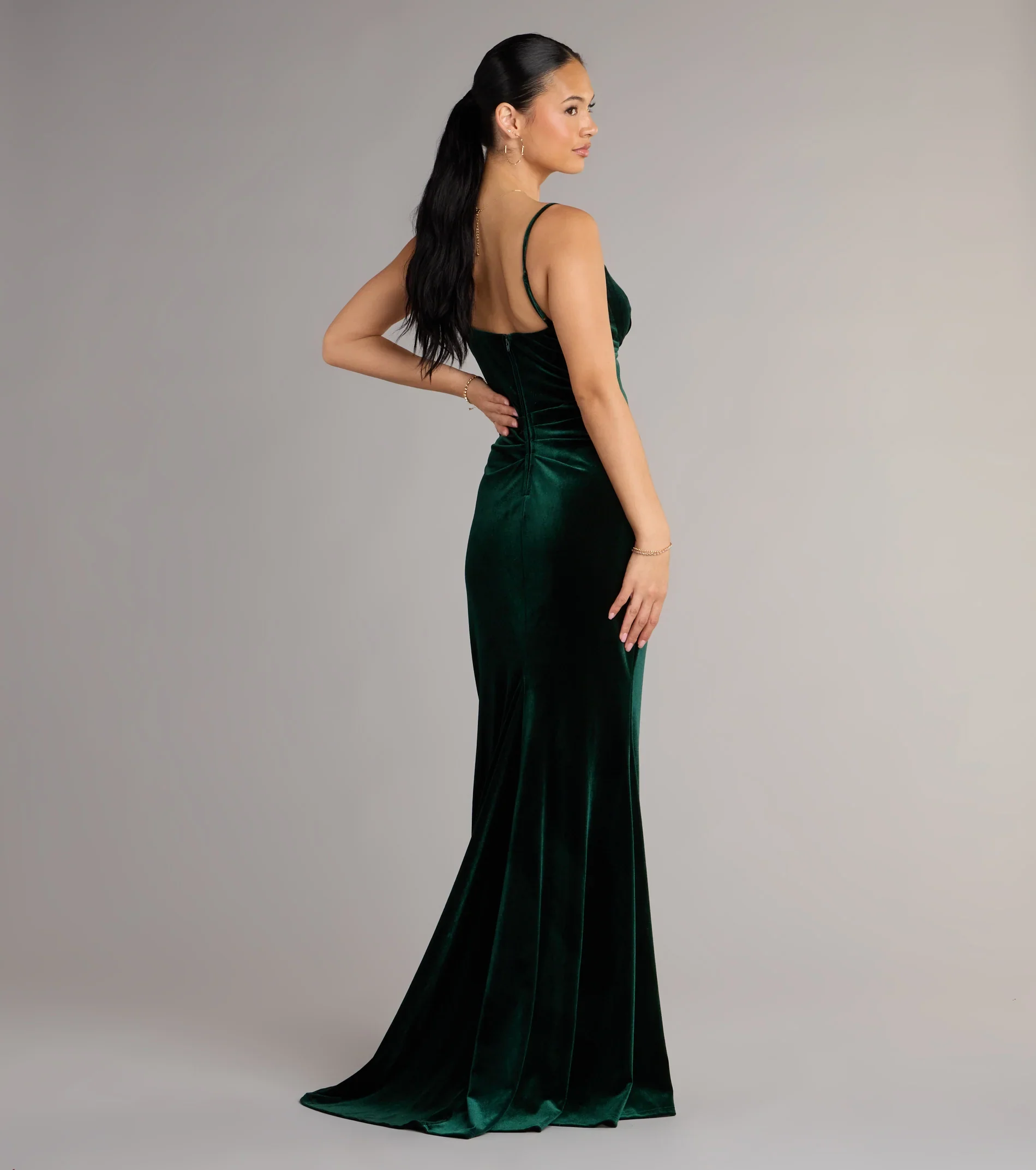 Ariel Velvet Slit Mermaid Formal Dress