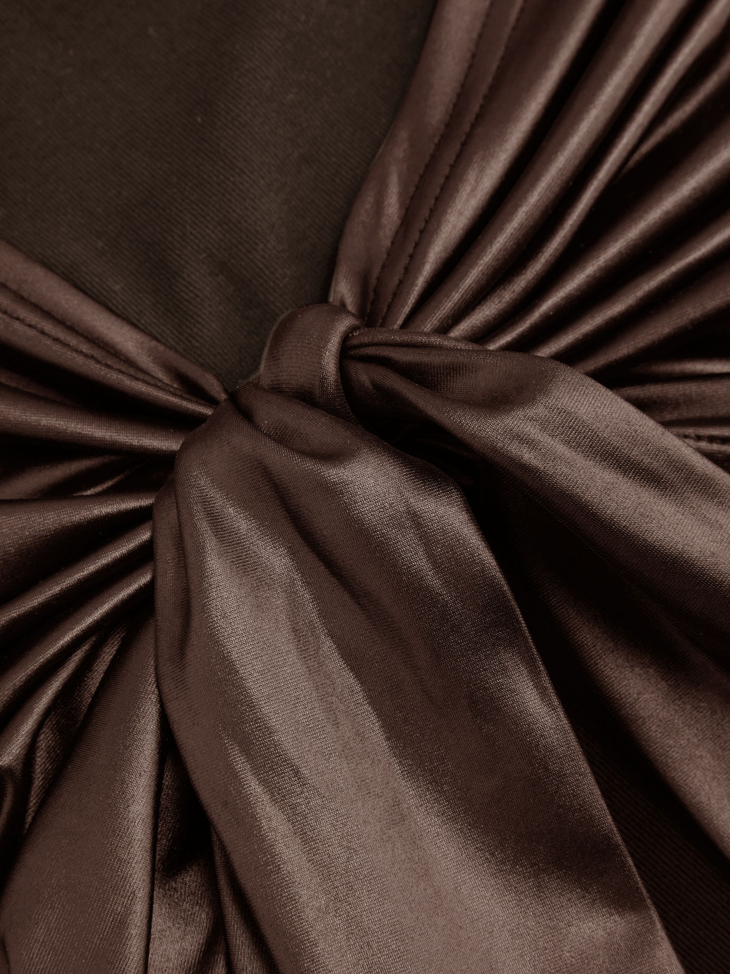 High Neck Ruched Knotted Mini Dress