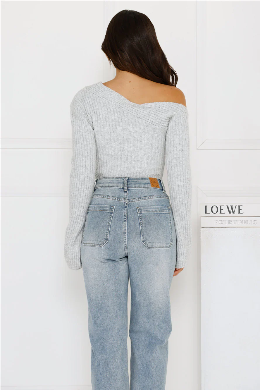 Winter Date Knitted Top Grey