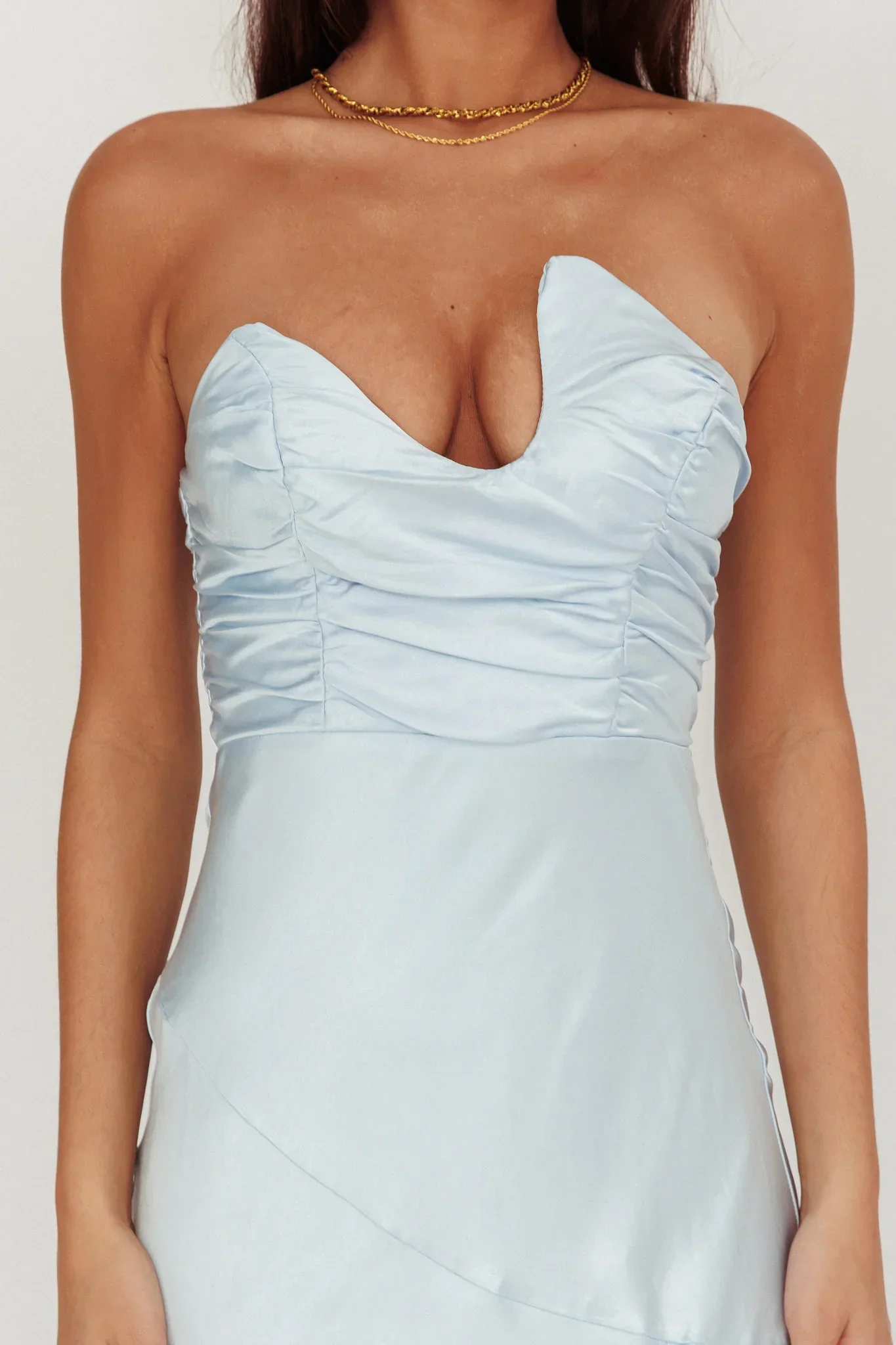 Blaise Asymmetric Neckline Maxi Dress Blue