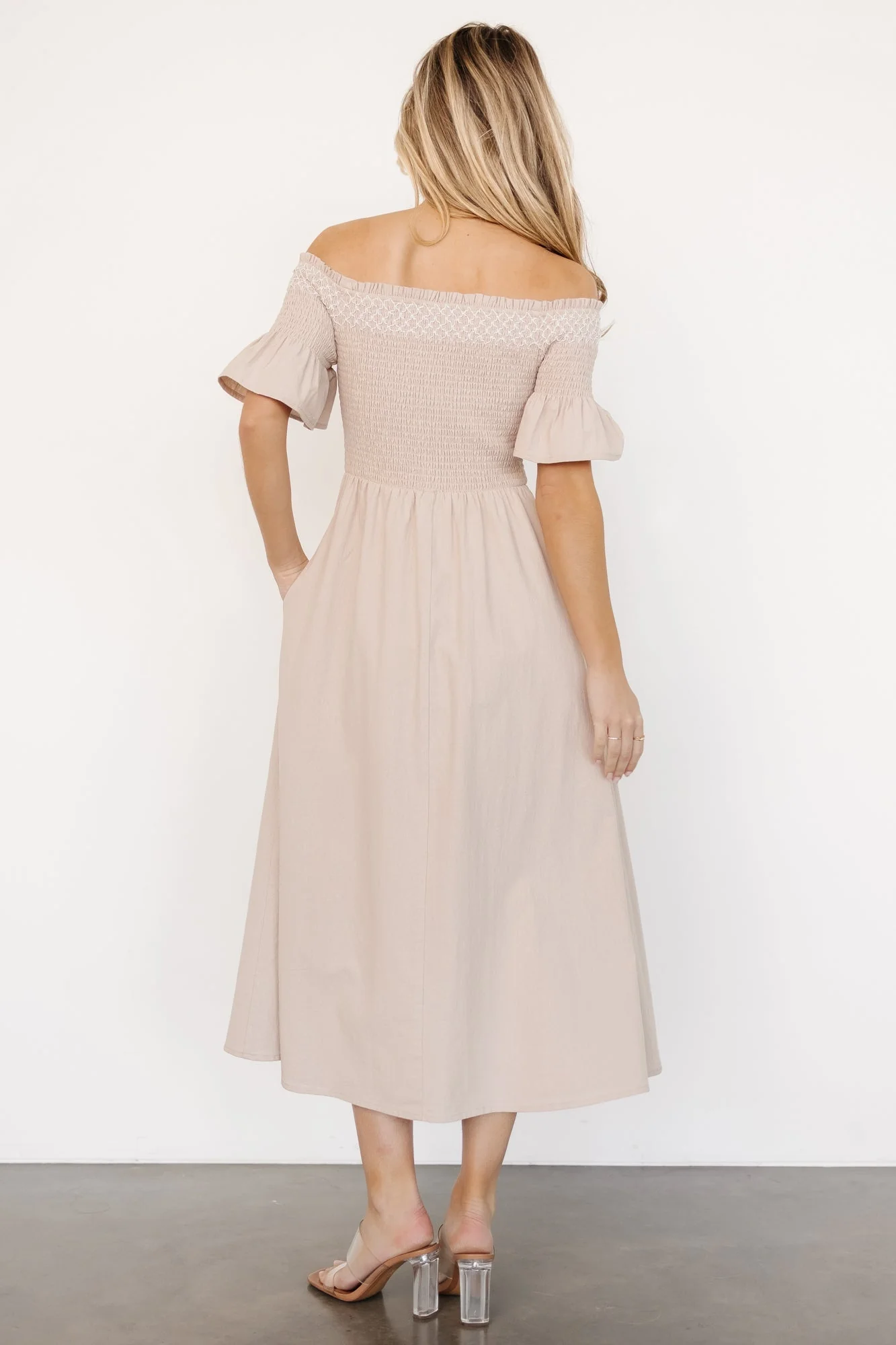 Jodi Off Shoulder Dress | Natural
